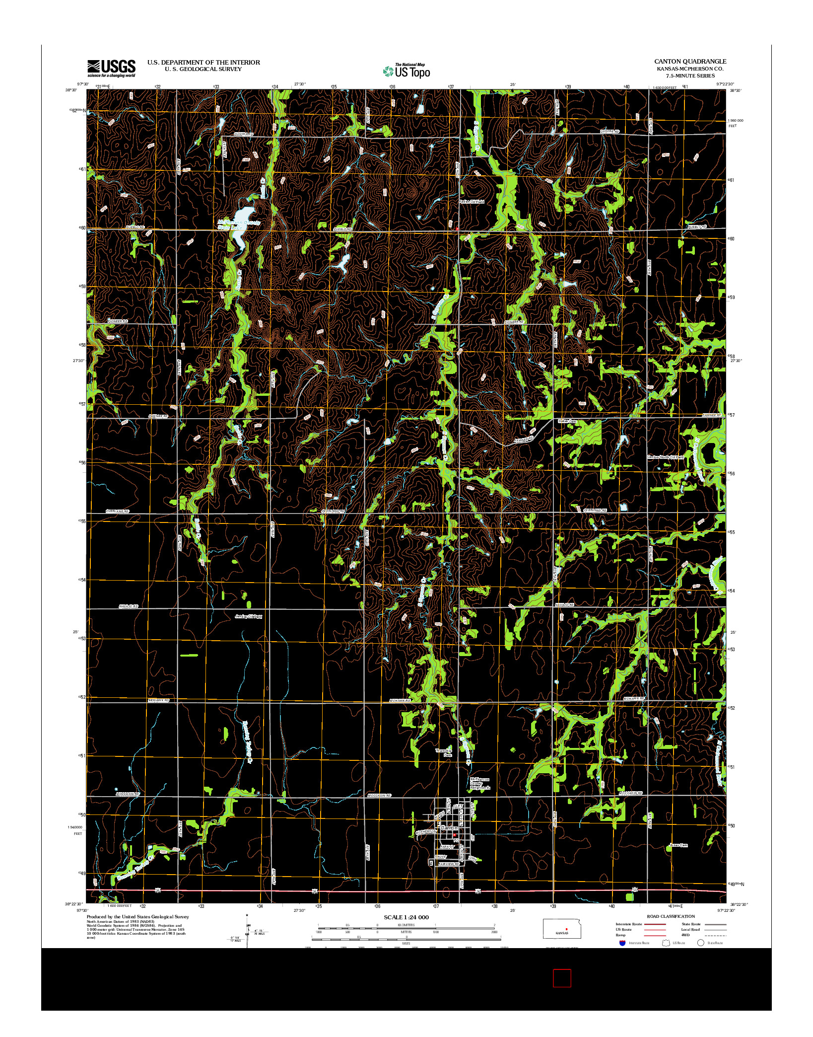 USGS US TOPO 7.5-MINUTE MAP FOR CANTON, KS 2012