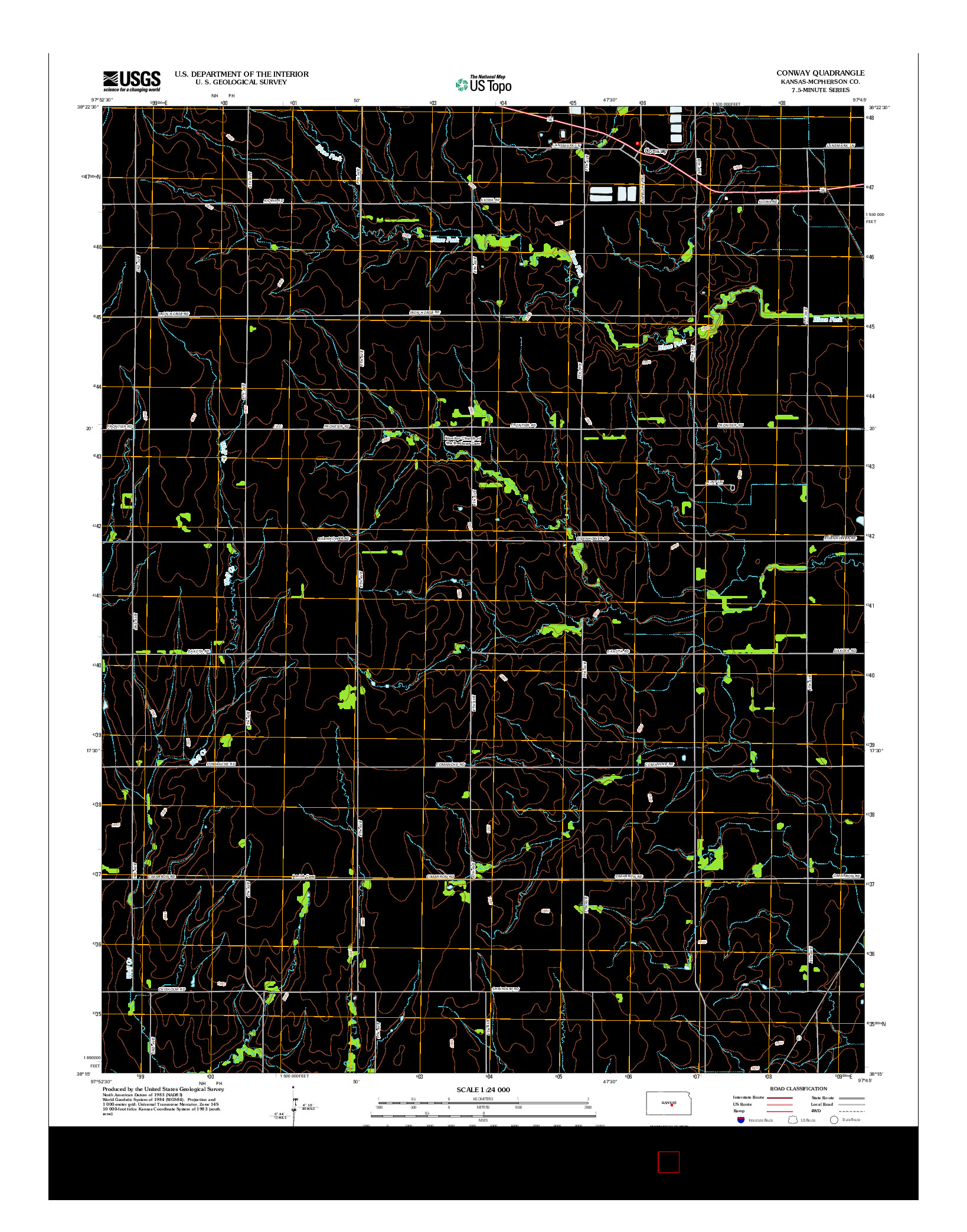 USGS US TOPO 7.5-MINUTE MAP FOR CONWAY, KS 2012