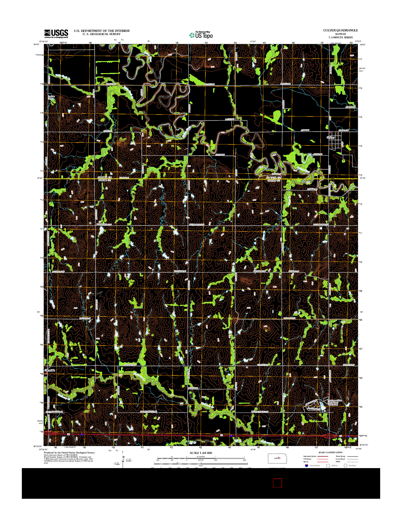 USGS US TOPO 7.5-MINUTE MAP FOR CULVER, KS 2012