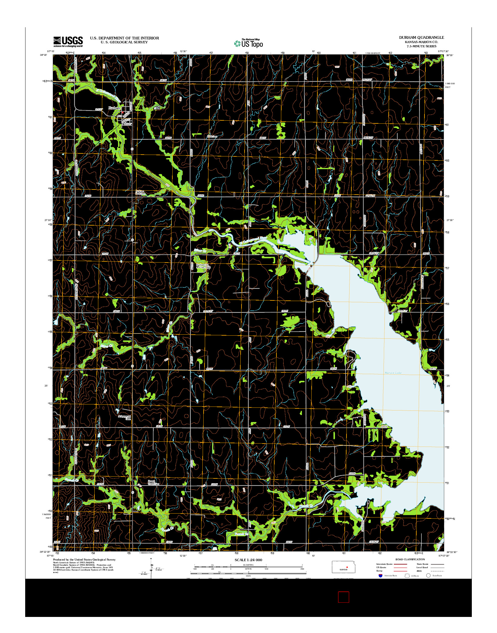USGS US TOPO 7.5-MINUTE MAP FOR DURHAM, KS 2012