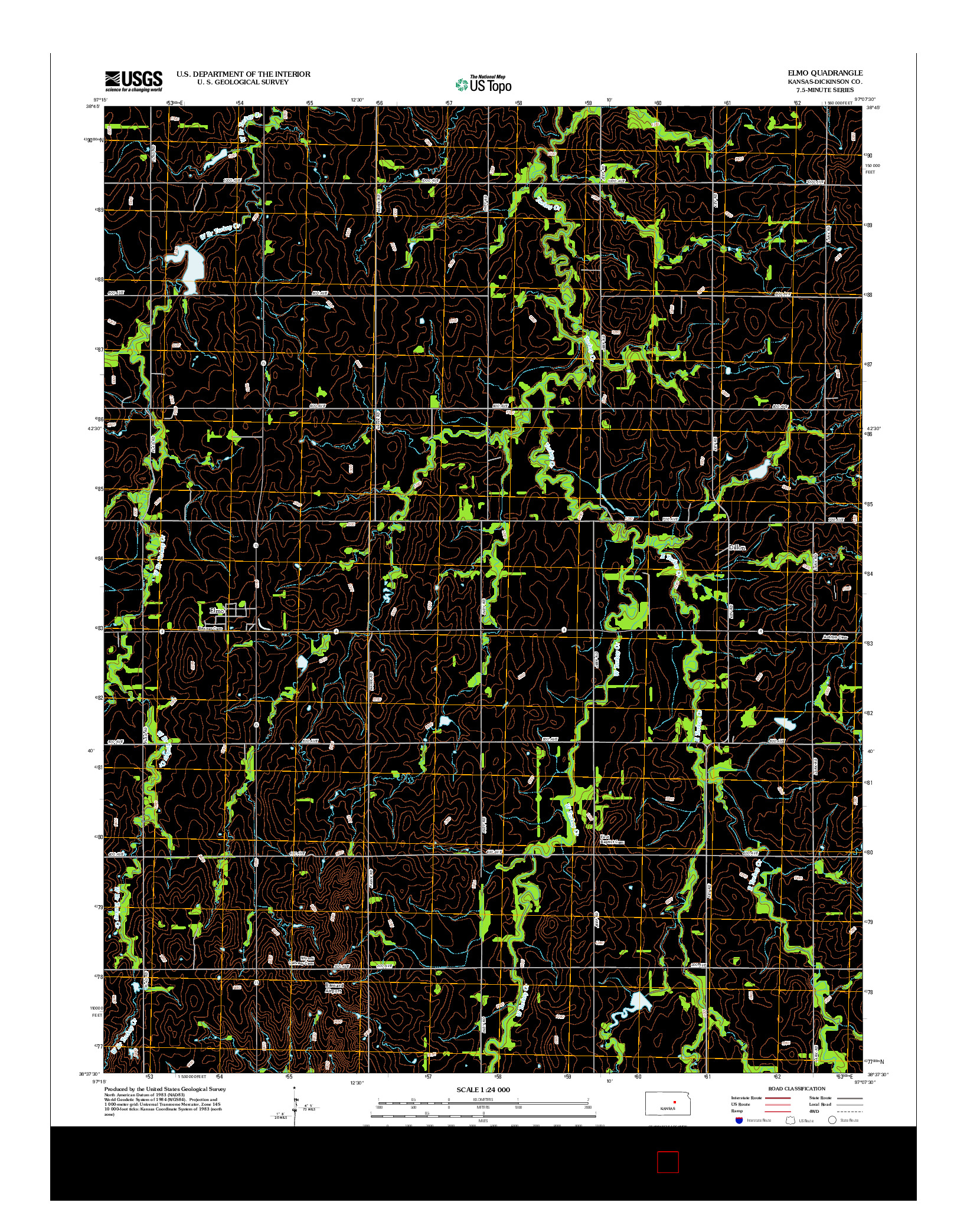 USGS US TOPO 7.5-MINUTE MAP FOR ELMO, KS 2012