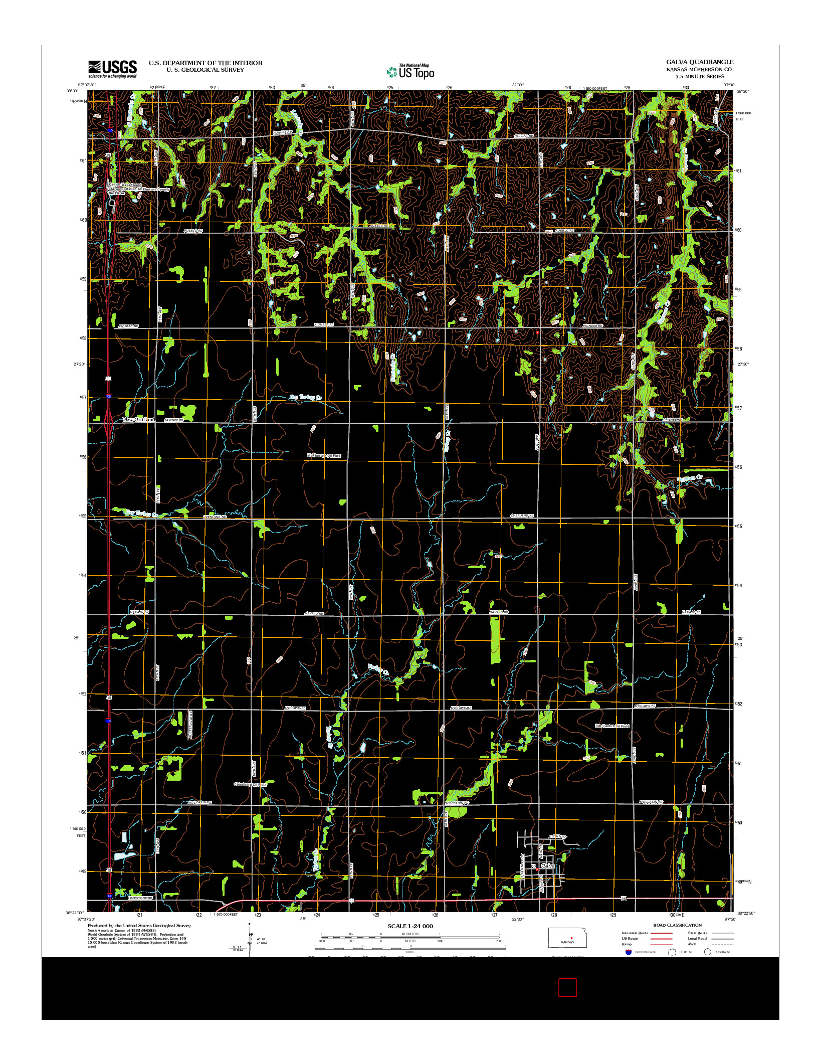 USGS US TOPO 7.5-MINUTE MAP FOR GALVA, KS 2012
