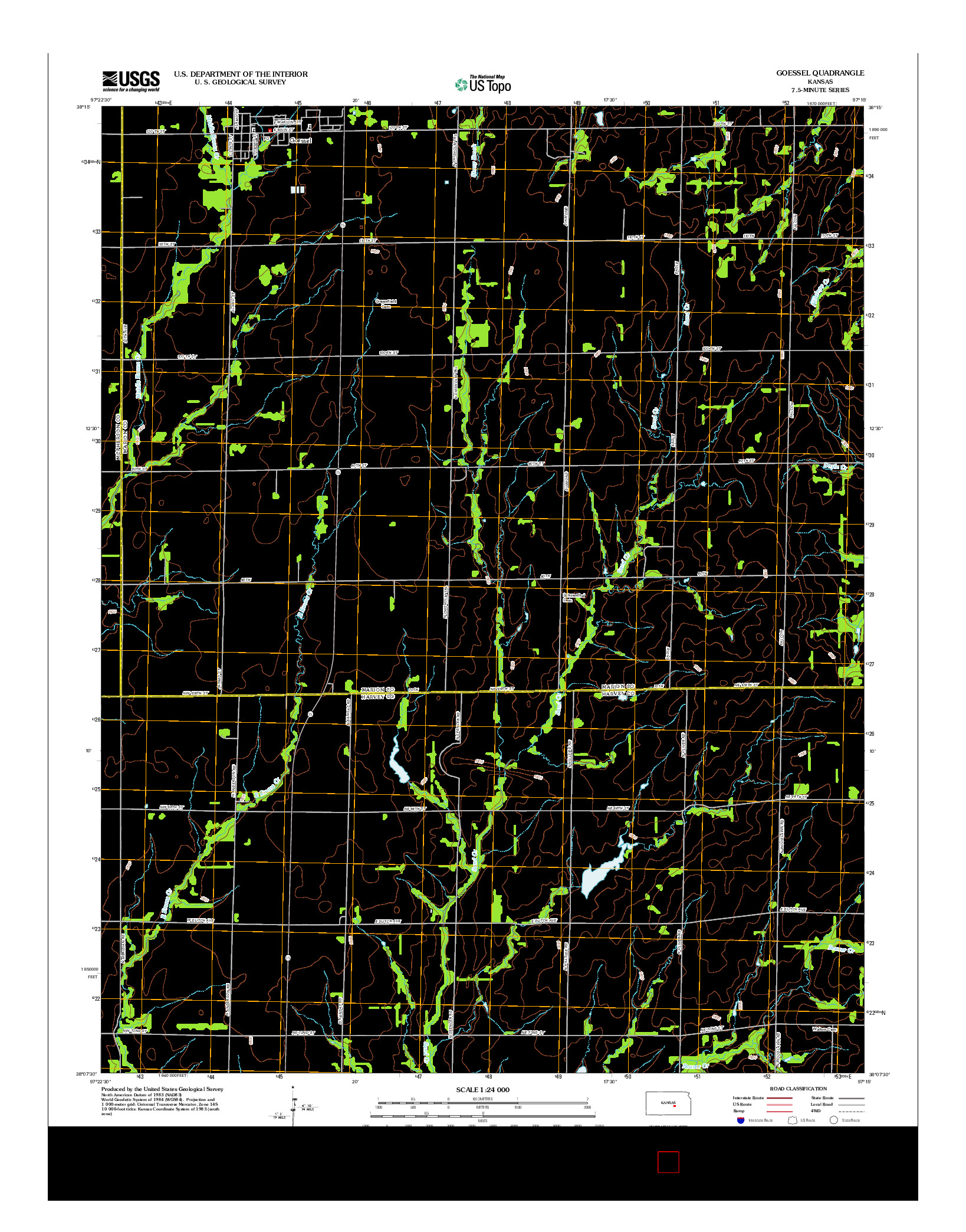 USGS US TOPO 7.5-MINUTE MAP FOR GOESSEL, KS 2012