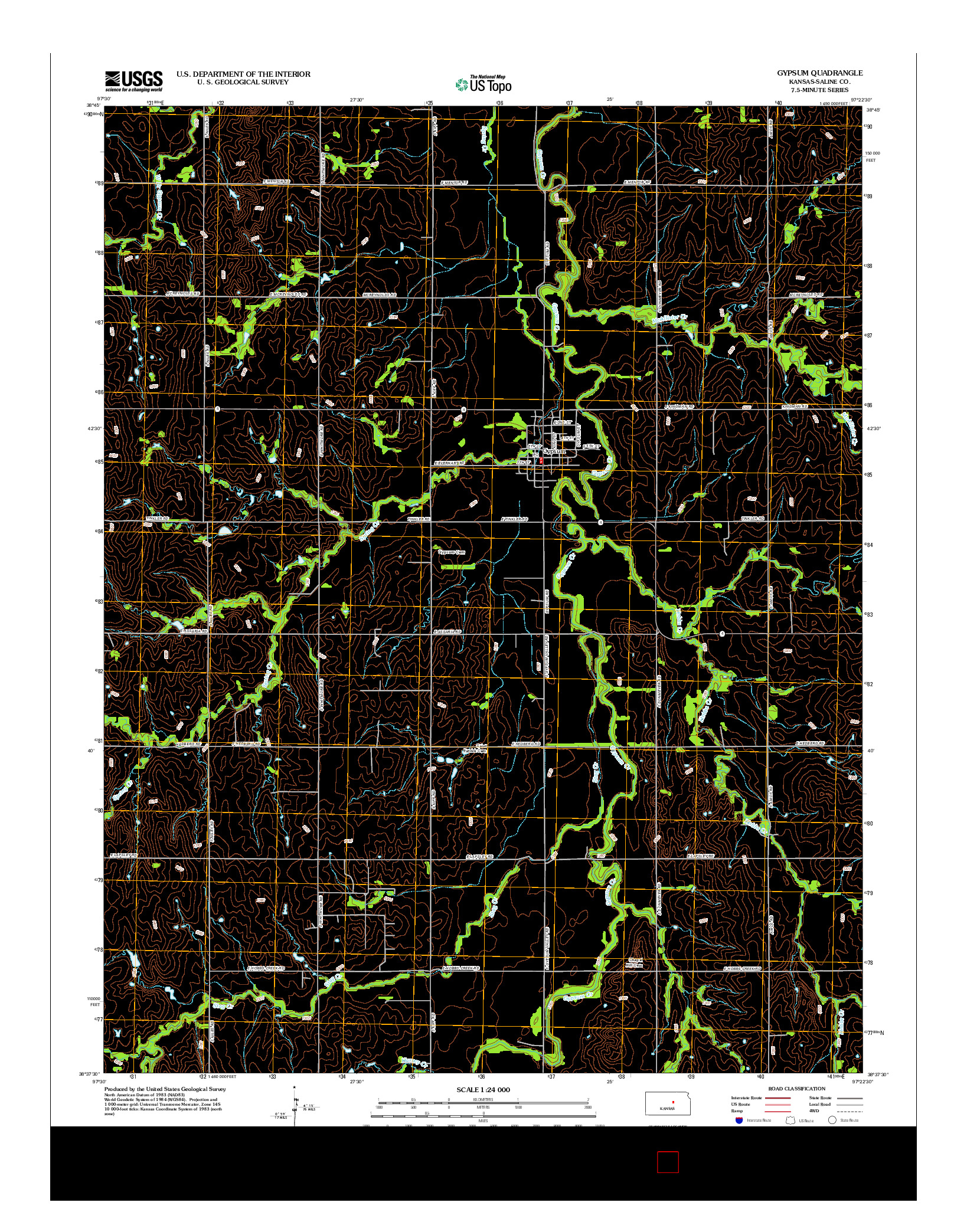 USGS US TOPO 7.5-MINUTE MAP FOR GYPSUM, KS 2012