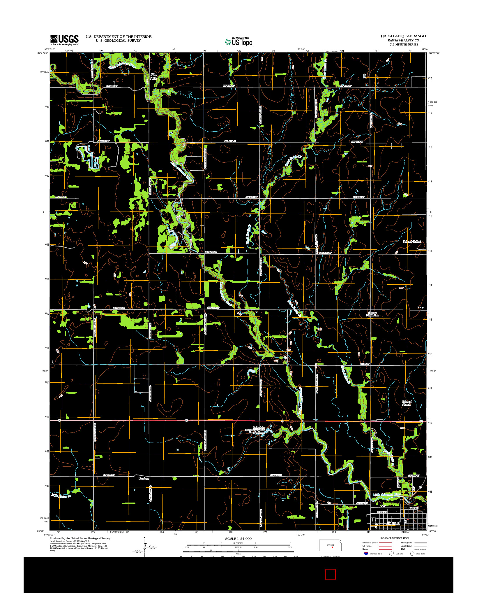 USGS US TOPO 7.5-MINUTE MAP FOR HALSTEAD, KS 2012