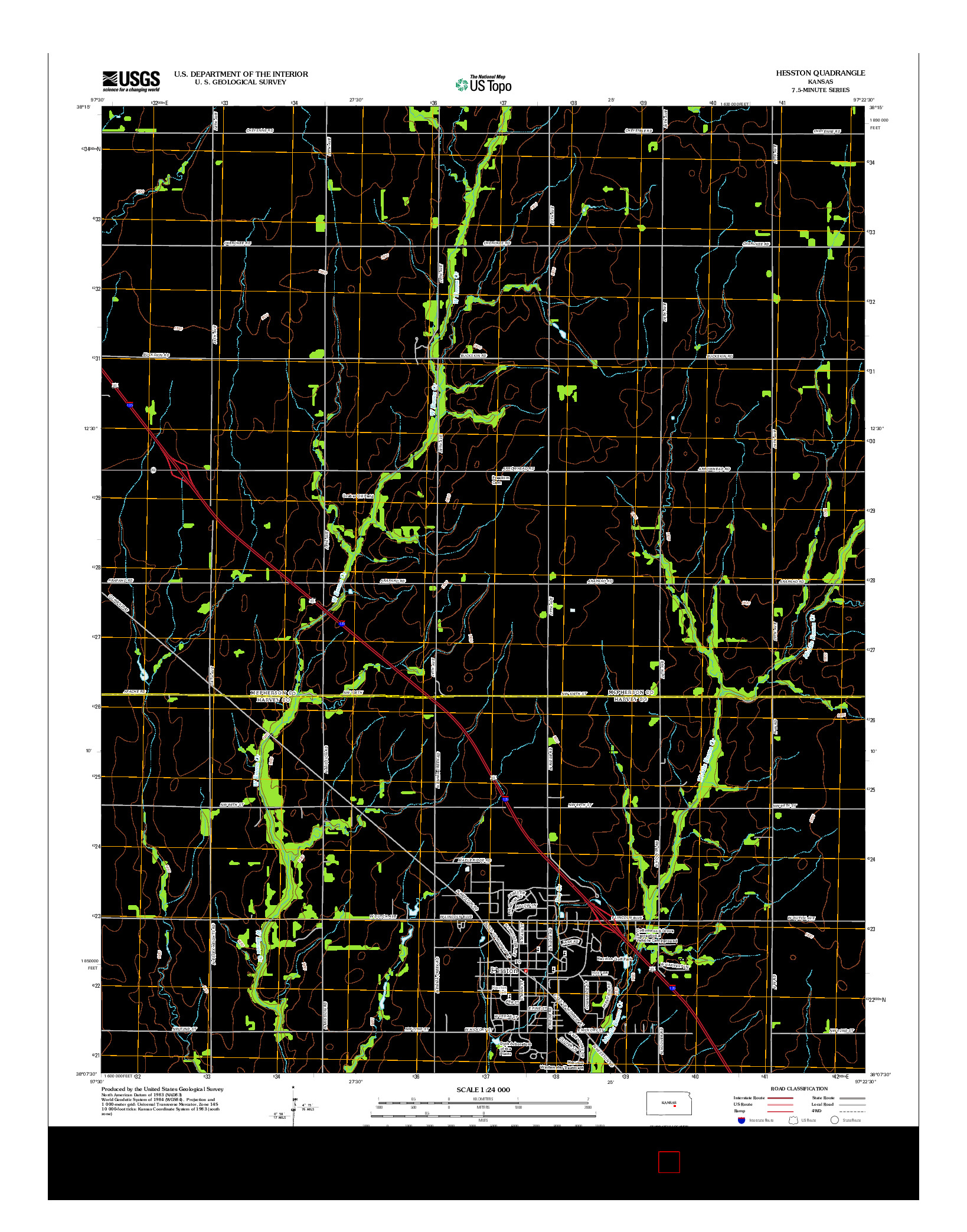 USGS US TOPO 7.5-MINUTE MAP FOR HESSTON, KS 2012