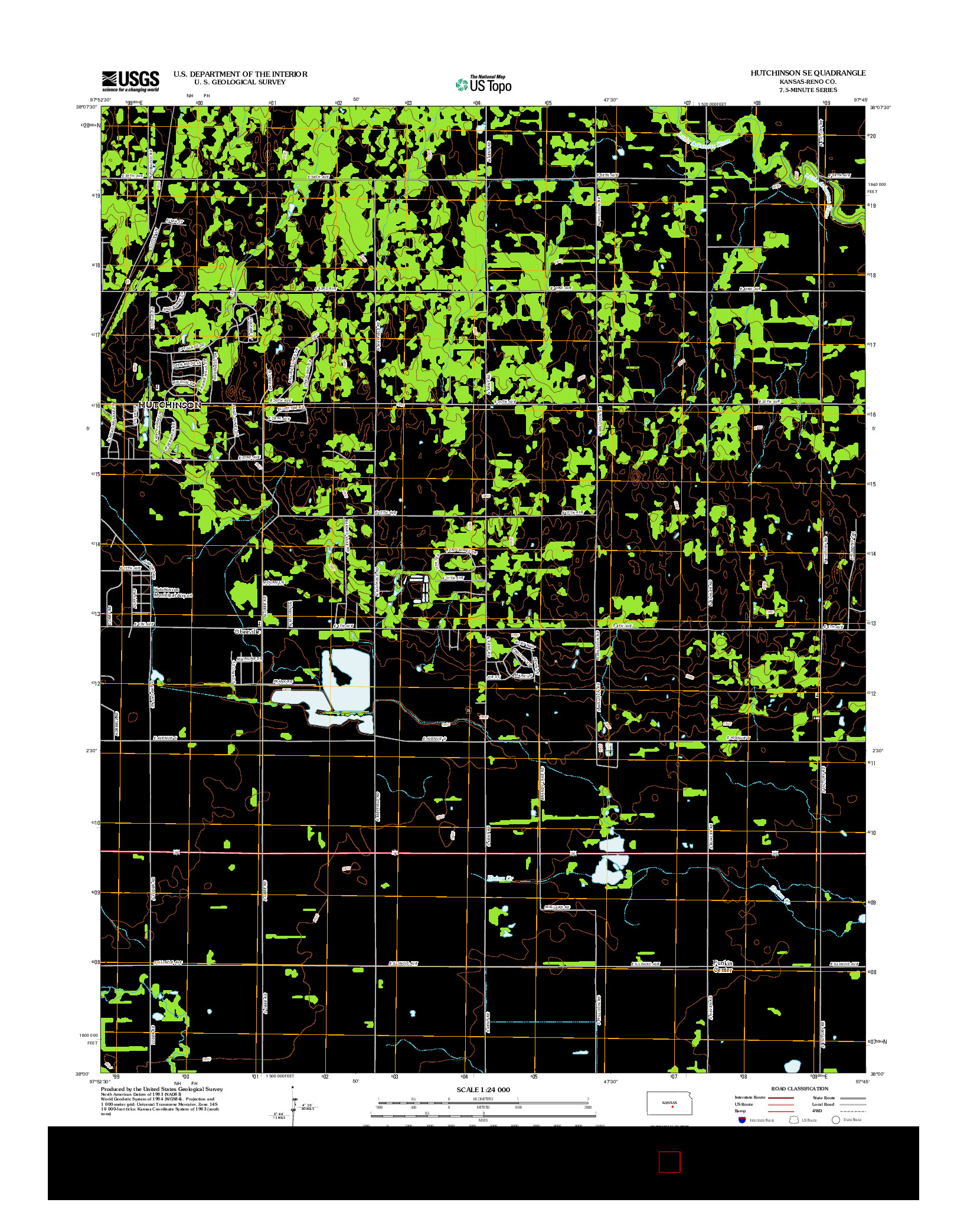 USGS US TOPO 7.5-MINUTE MAP FOR HUTCHINSON SE, KS 2012