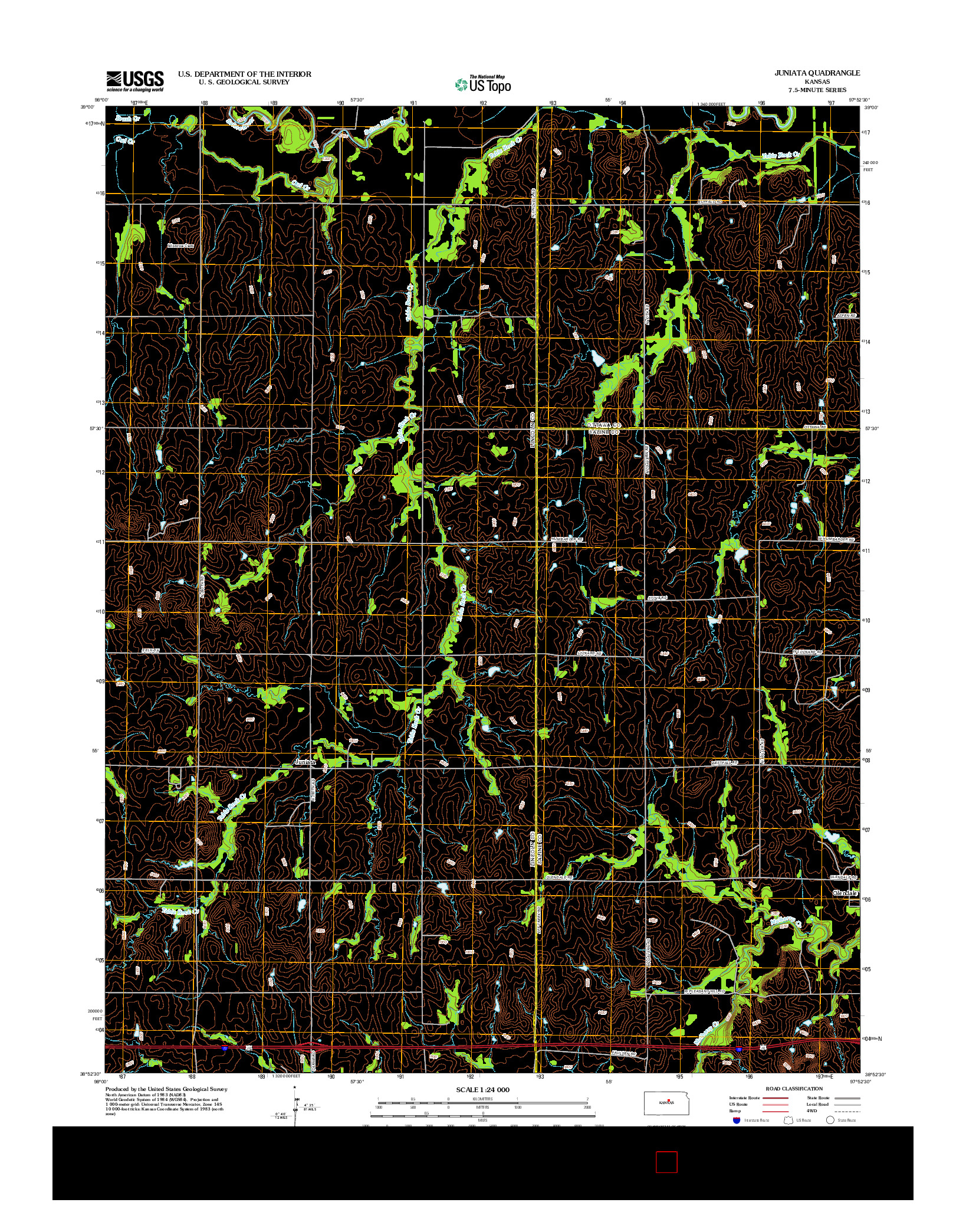 USGS US TOPO 7.5-MINUTE MAP FOR JUNIATA, KS 2012