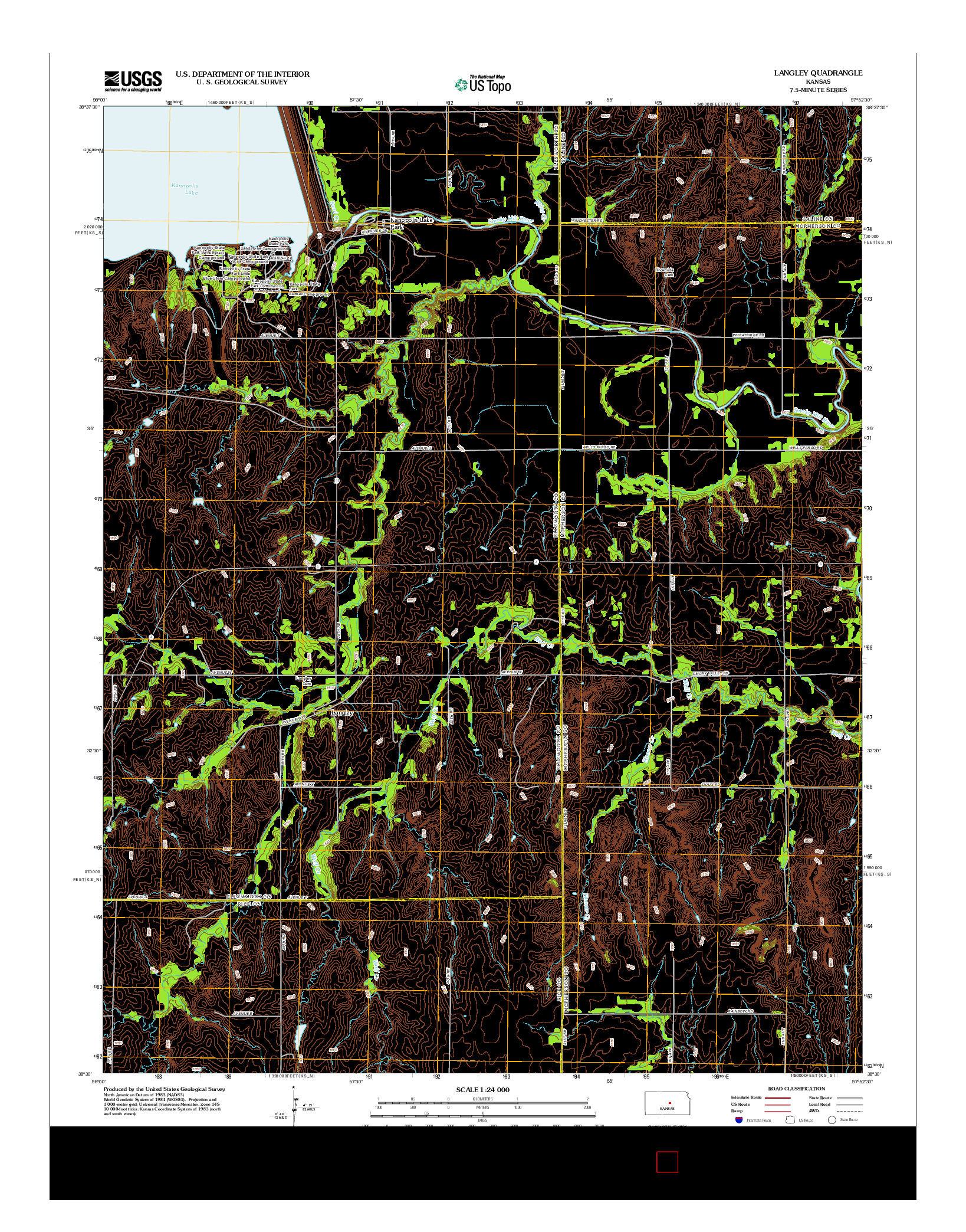 USGS US TOPO 7.5-MINUTE MAP FOR LANGLEY, KS 2012