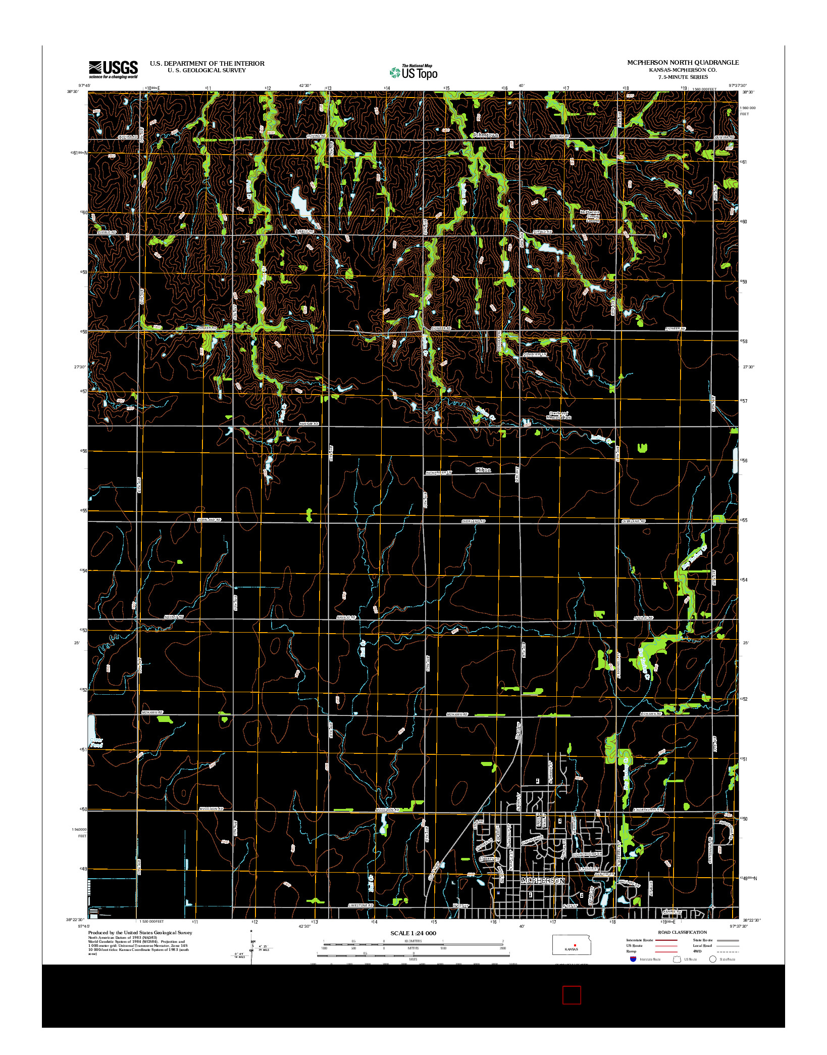 USGS US TOPO 7.5-MINUTE MAP FOR MCPHERSON NORTH, KS 2012