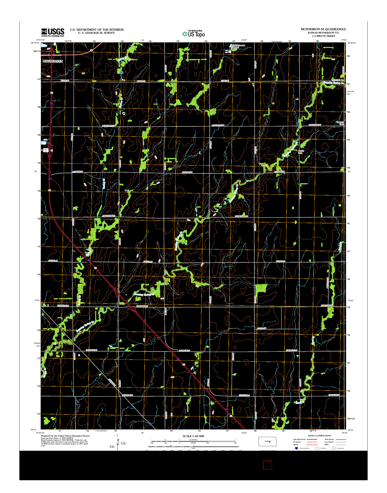 USGS US TOPO 7.5-MINUTE MAP FOR MCPHERSON SE, KS 2012