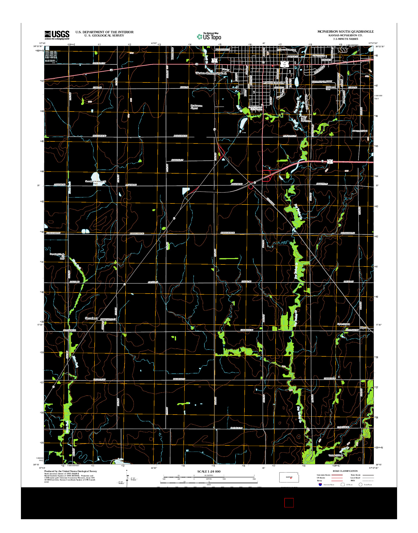 USGS US TOPO 7.5-MINUTE MAP FOR MCPHERSON SOUTH, KS 2012