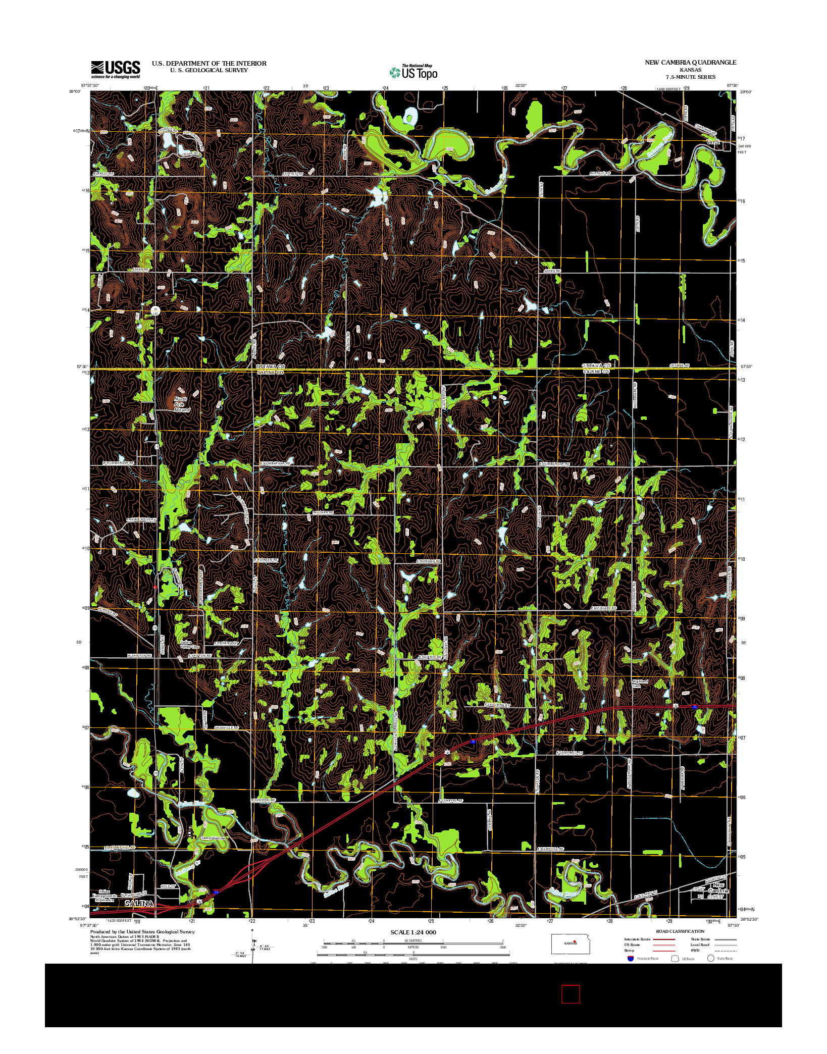 USGS US TOPO 7.5-MINUTE MAP FOR NEW CAMBRIA, KS 2012