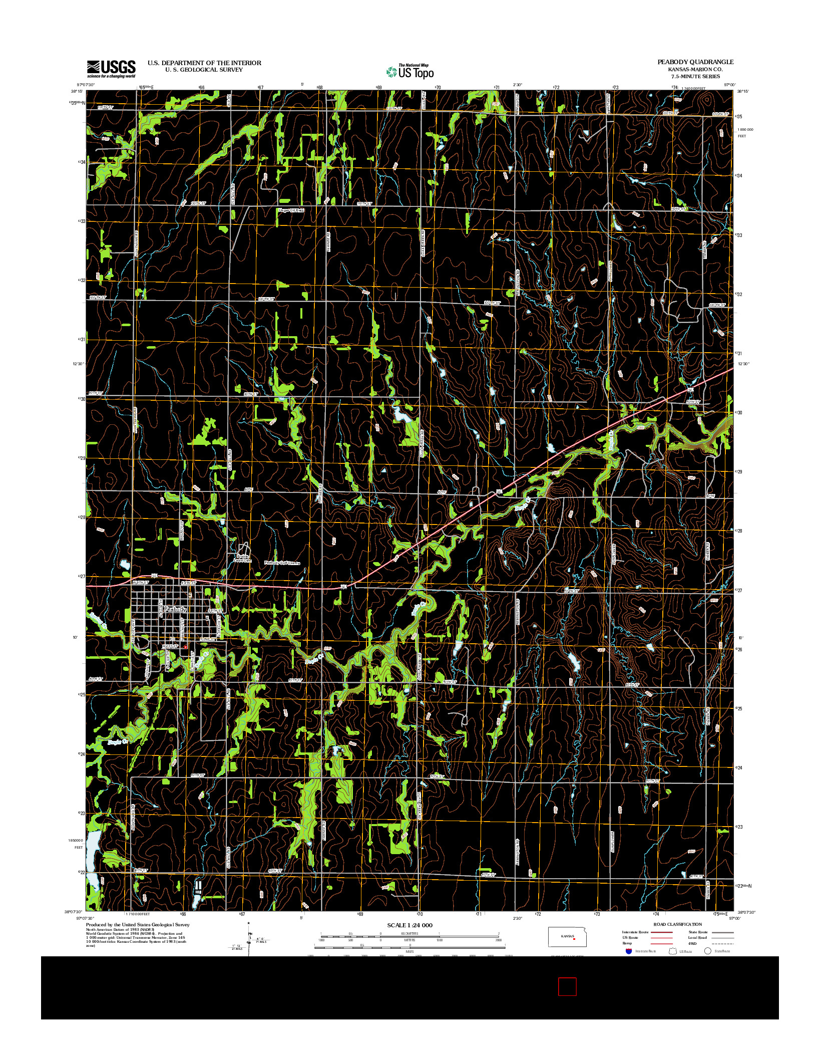 USGS US TOPO 7.5-MINUTE MAP FOR PEABODY, KS 2012