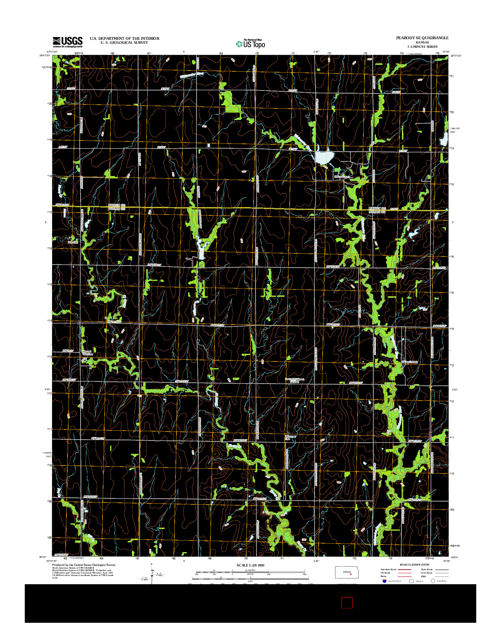 USGS US TOPO 7.5-MINUTE MAP FOR PEABODY SE, KS 2012