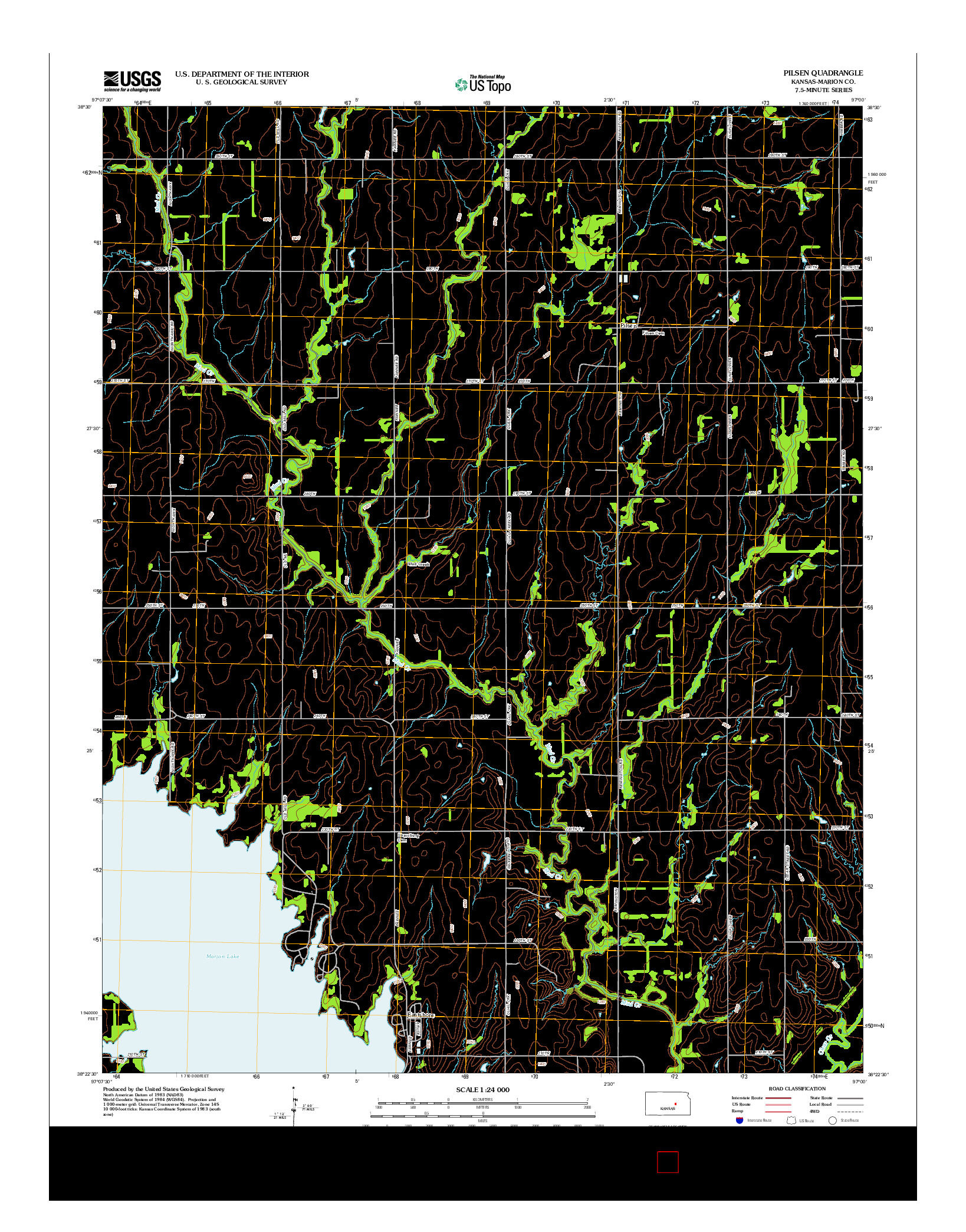 USGS US TOPO 7.5-MINUTE MAP FOR PILSEN, KS 2012