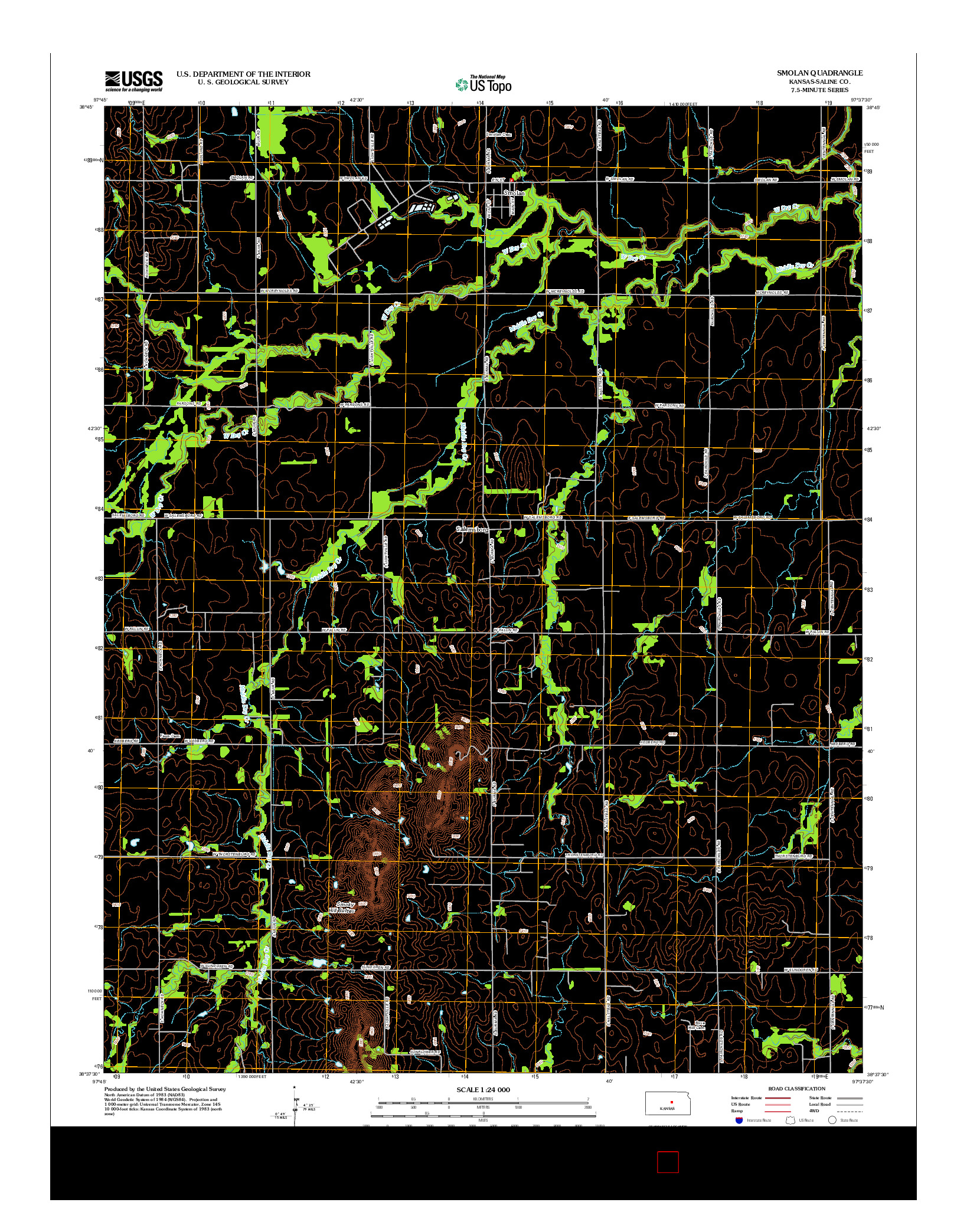 USGS US TOPO 7.5-MINUTE MAP FOR SMOLAN, KS 2012