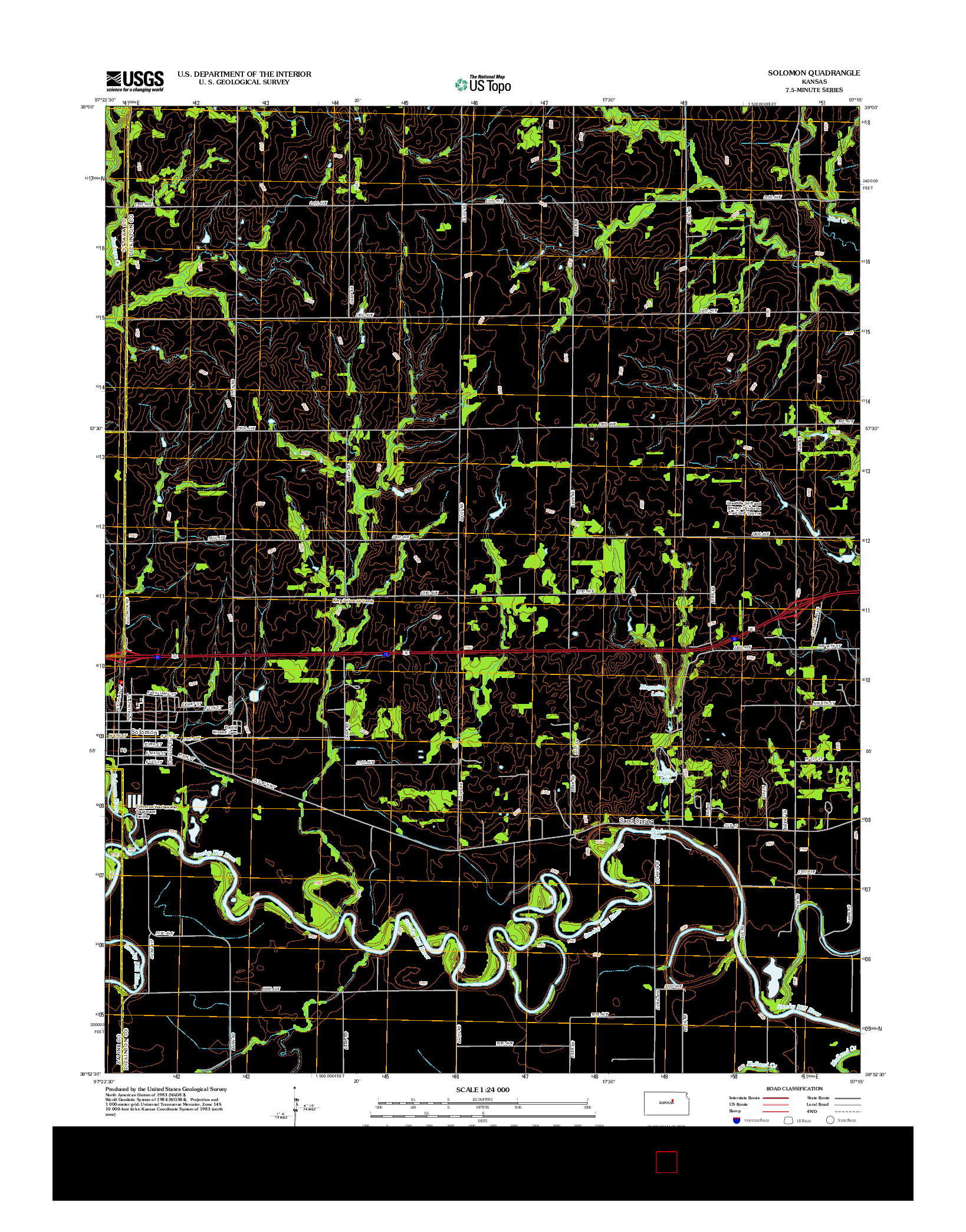USGS US TOPO 7.5-MINUTE MAP FOR SOLOMON, KS 2012