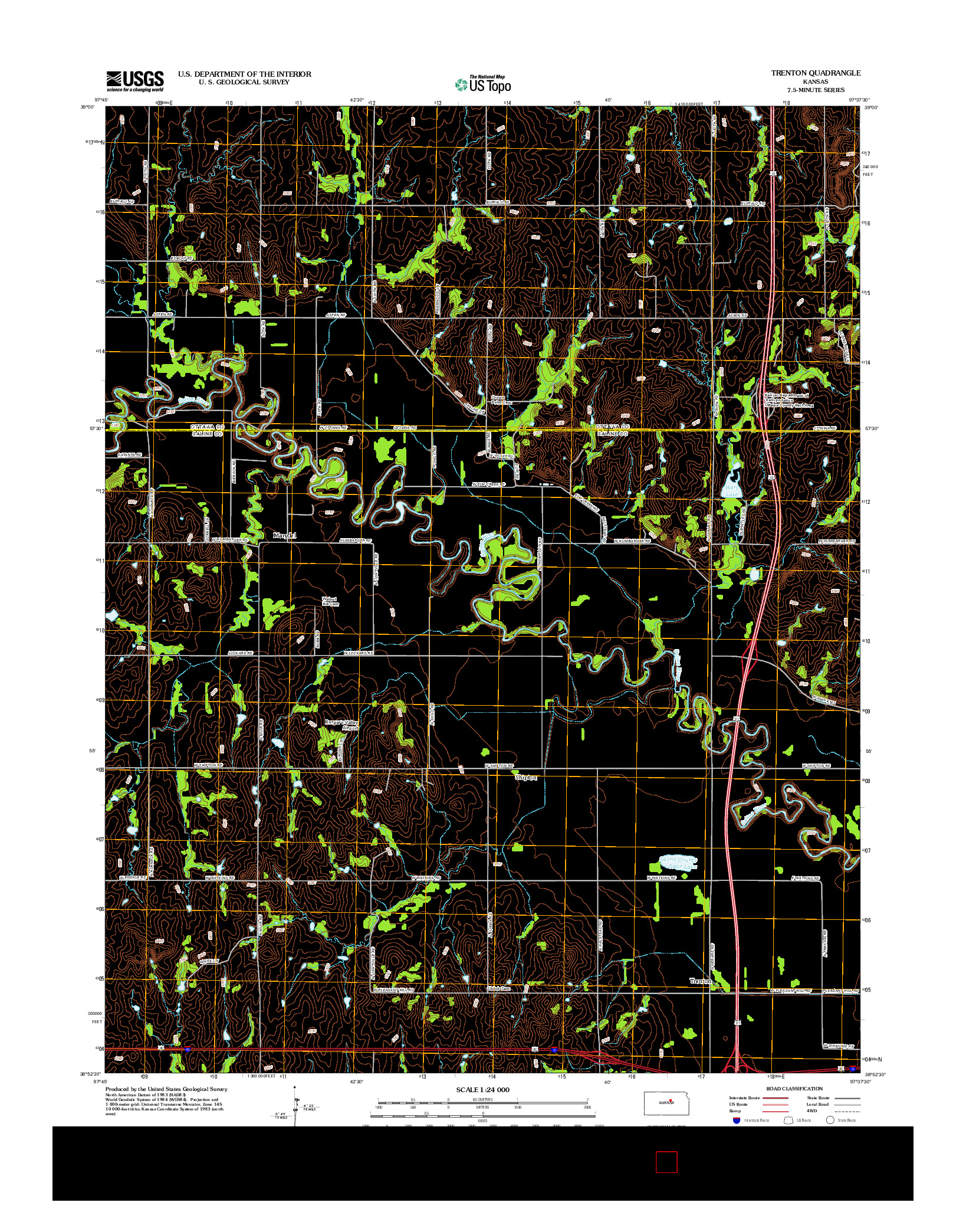 USGS US TOPO 7.5-MINUTE MAP FOR TRENTON, KS 2012