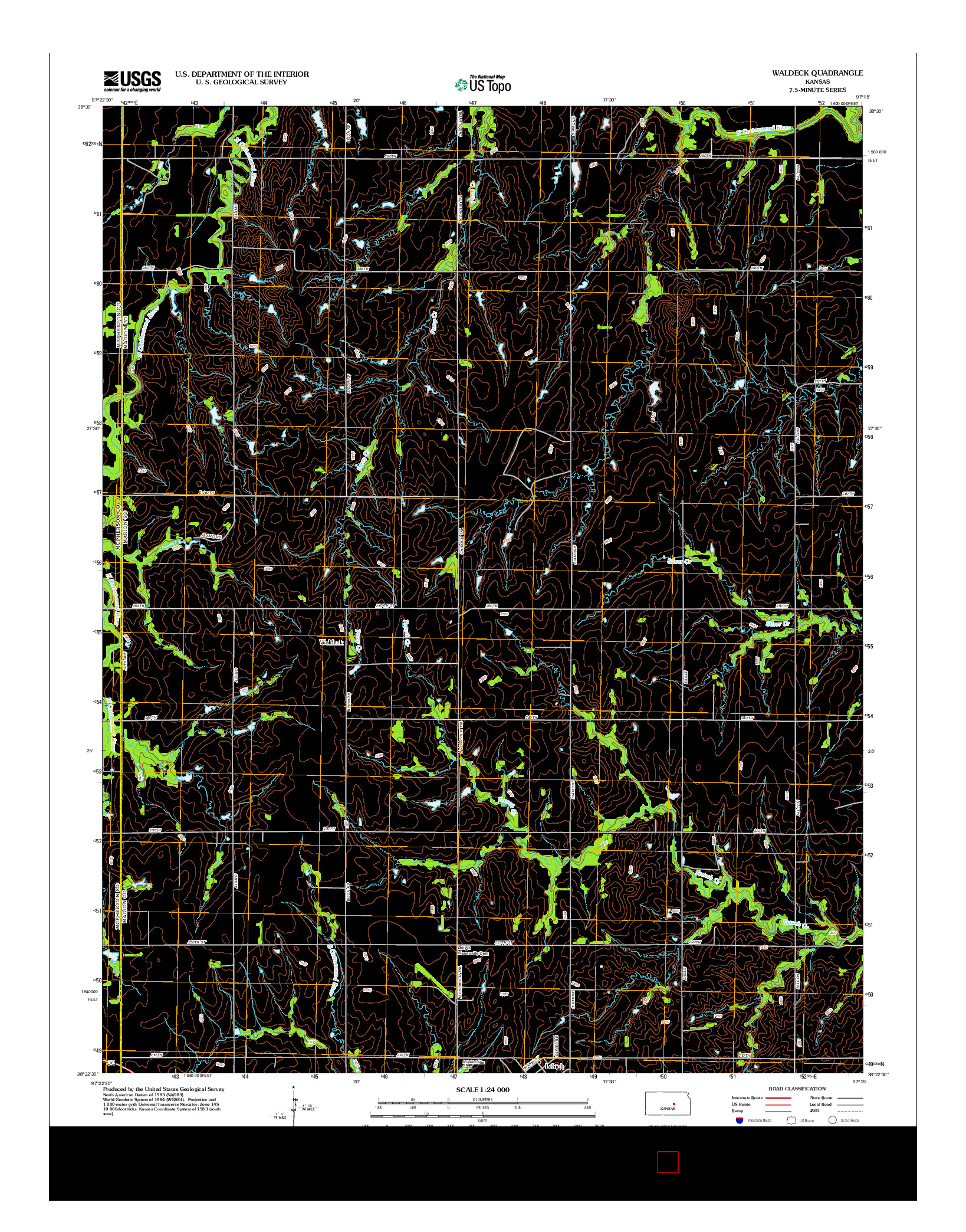 USGS US TOPO 7.5-MINUTE MAP FOR WALDECK, KS 2012