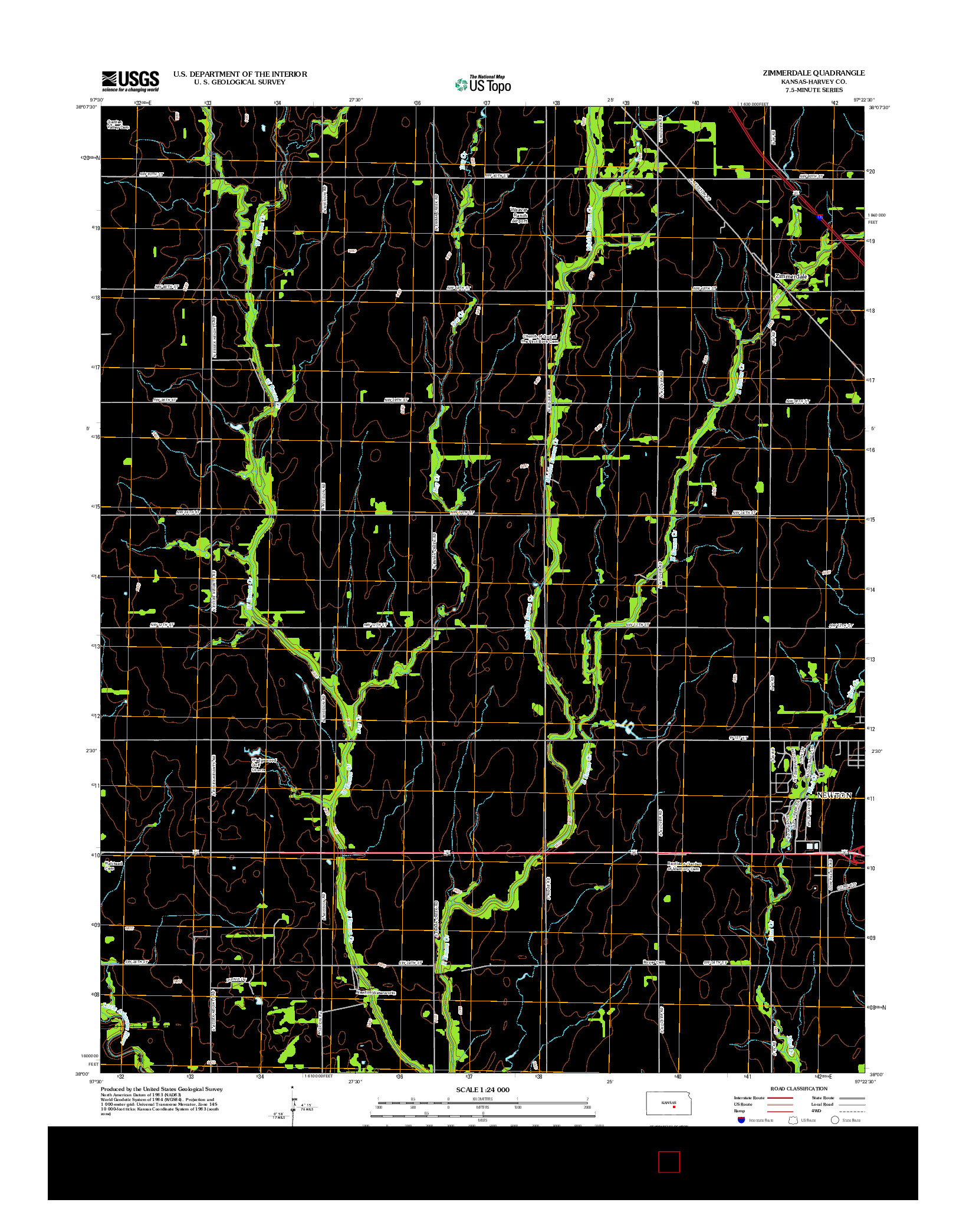 USGS US TOPO 7.5-MINUTE MAP FOR ZIMMERDALE, KS 2012