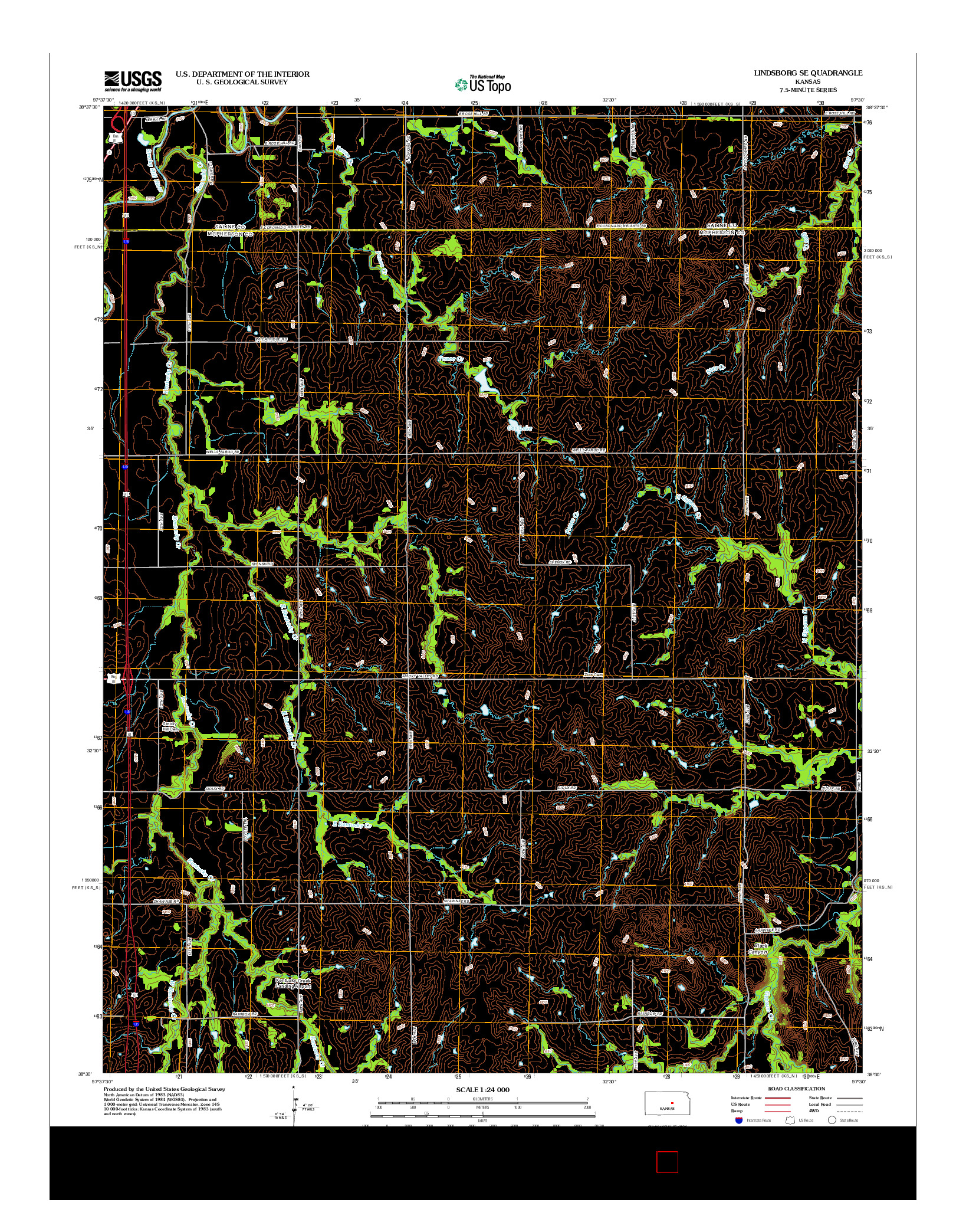 USGS US TOPO 7.5-MINUTE MAP FOR LINDSBORG SE, KS 2012