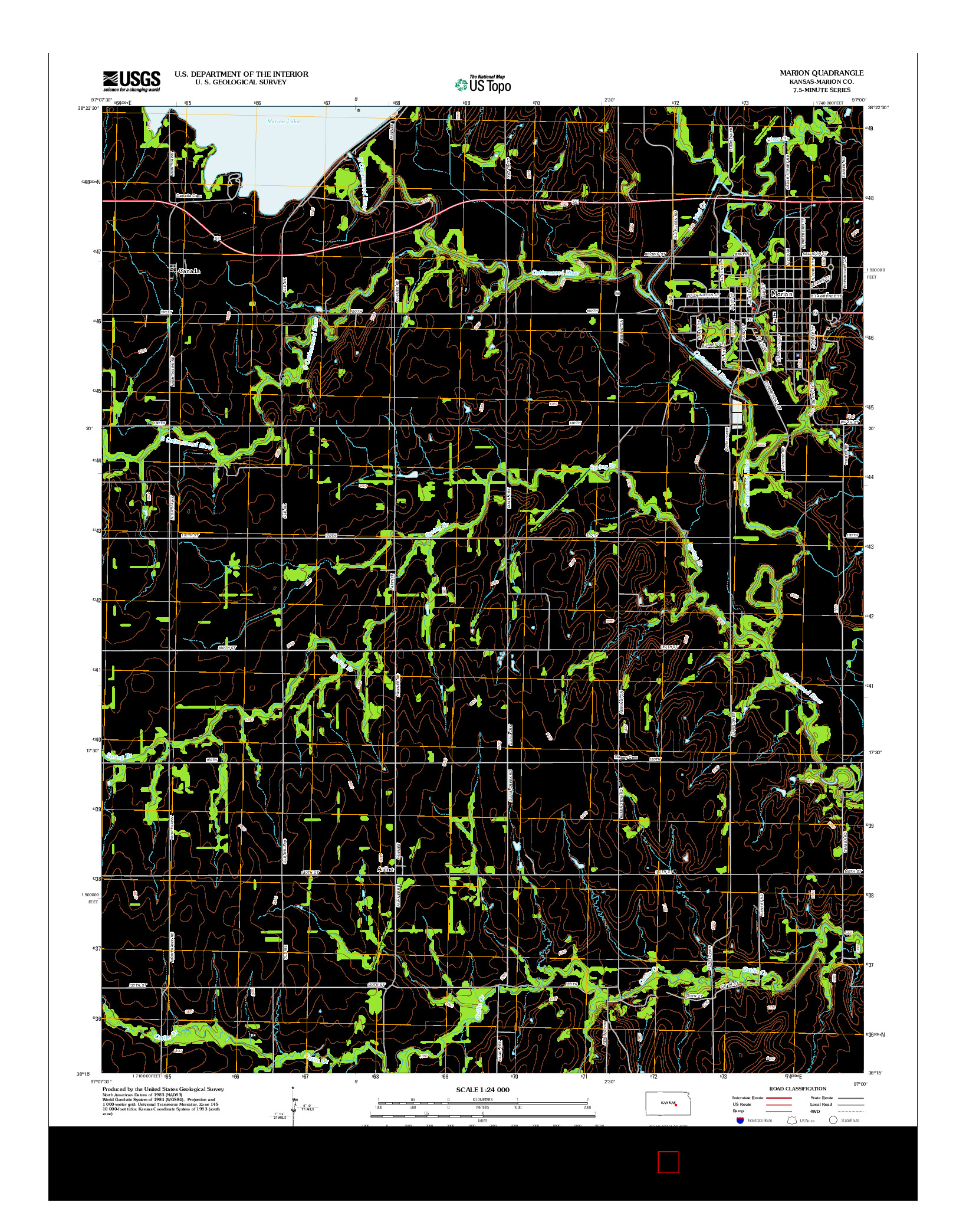 USGS US TOPO 7.5-MINUTE MAP FOR MARION, KS 2012
