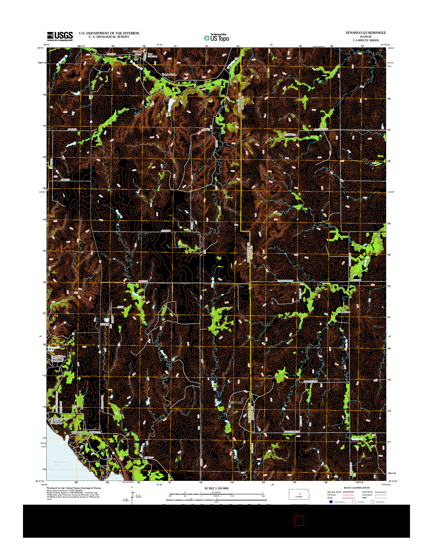 USGS US TOPO 7.5-MINUTE MAP FOR VENANGO, KS 2012