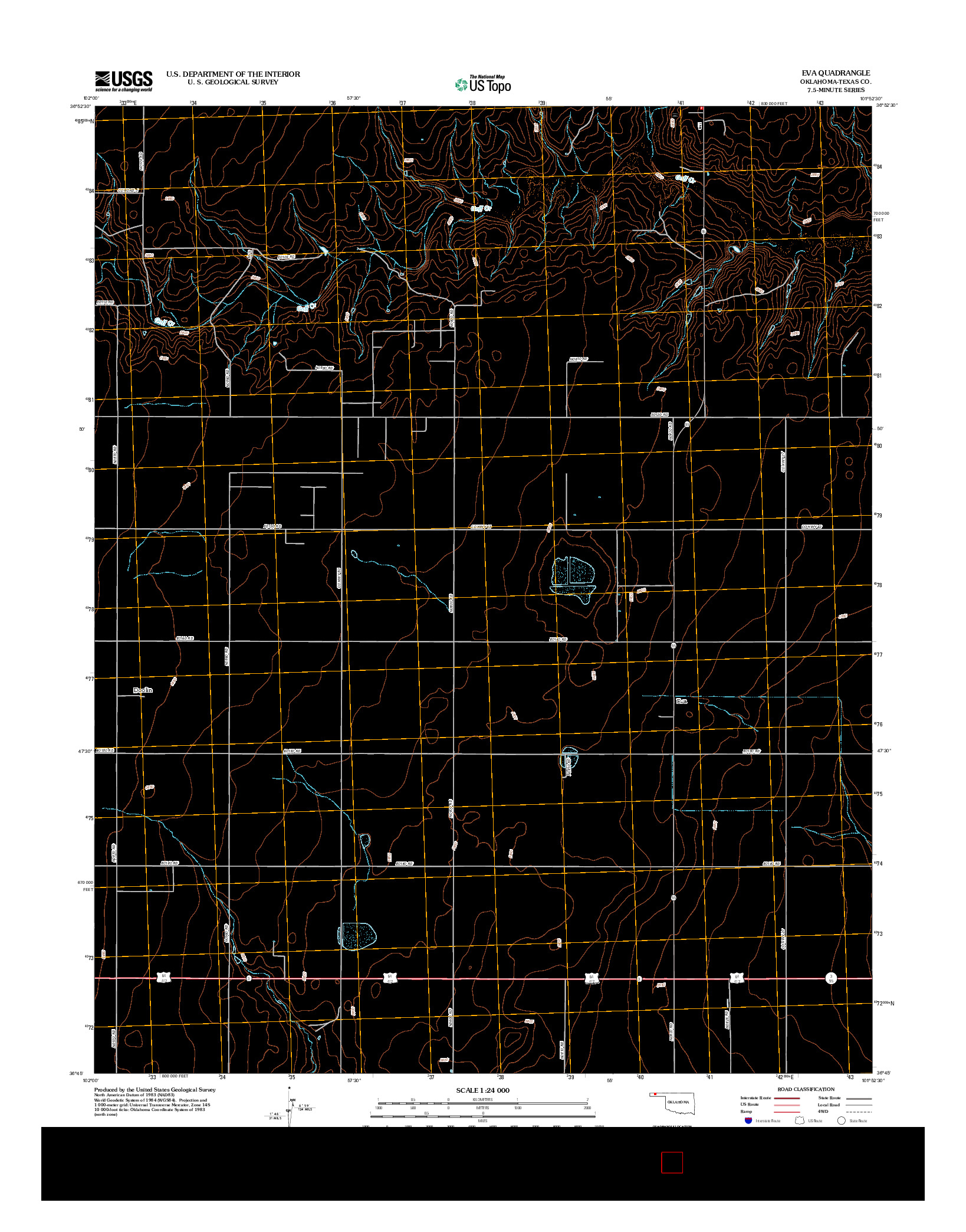 USGS US TOPO 7.5-MINUTE MAP FOR EVA, OK 2012