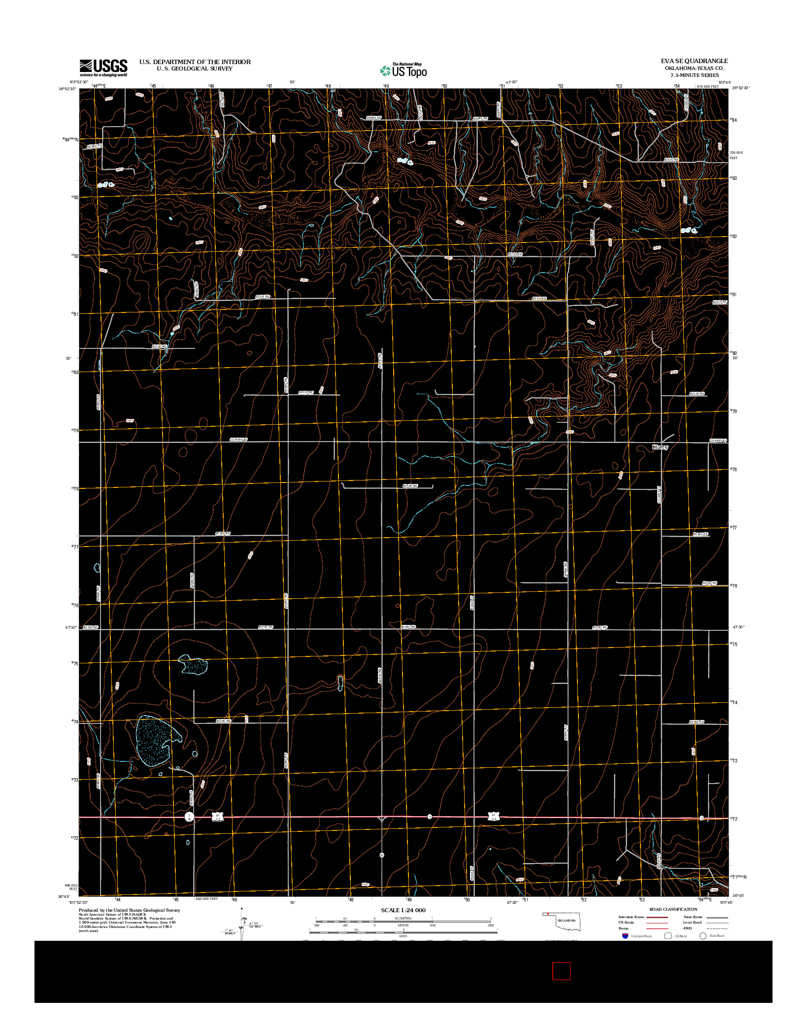 USGS US TOPO 7.5-MINUTE MAP FOR EVA SE, OK 2012