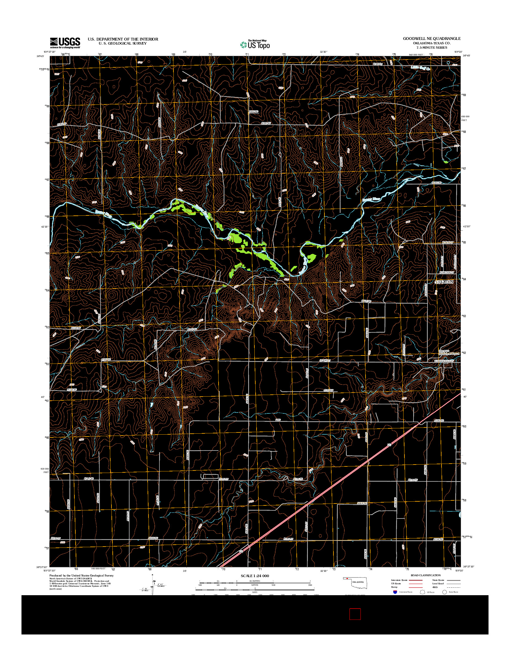 USGS US TOPO 7.5-MINUTE MAP FOR GOODWELL NE, OK 2012