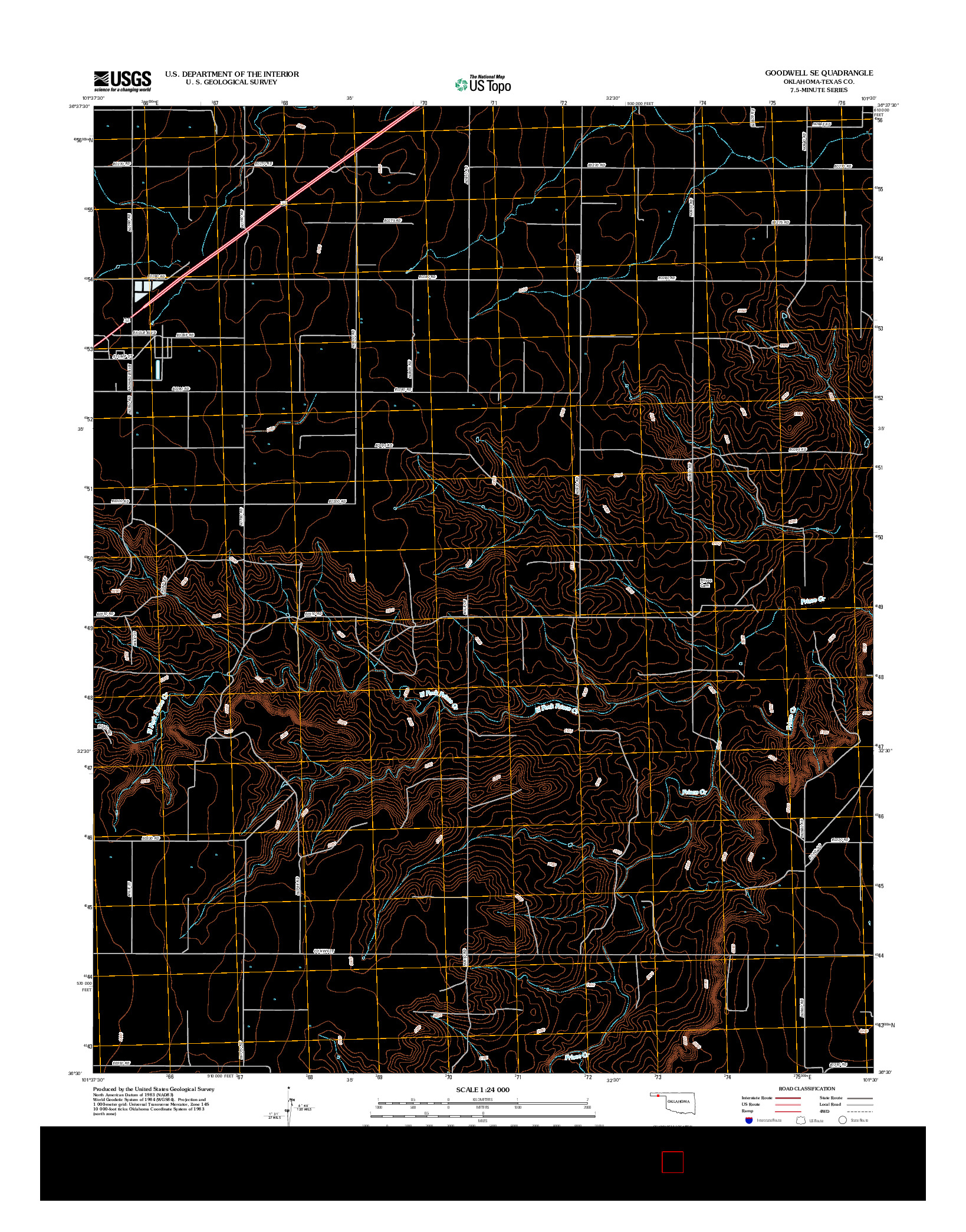 USGS US TOPO 7.5-MINUTE MAP FOR GOODWELL SE, OK 2012