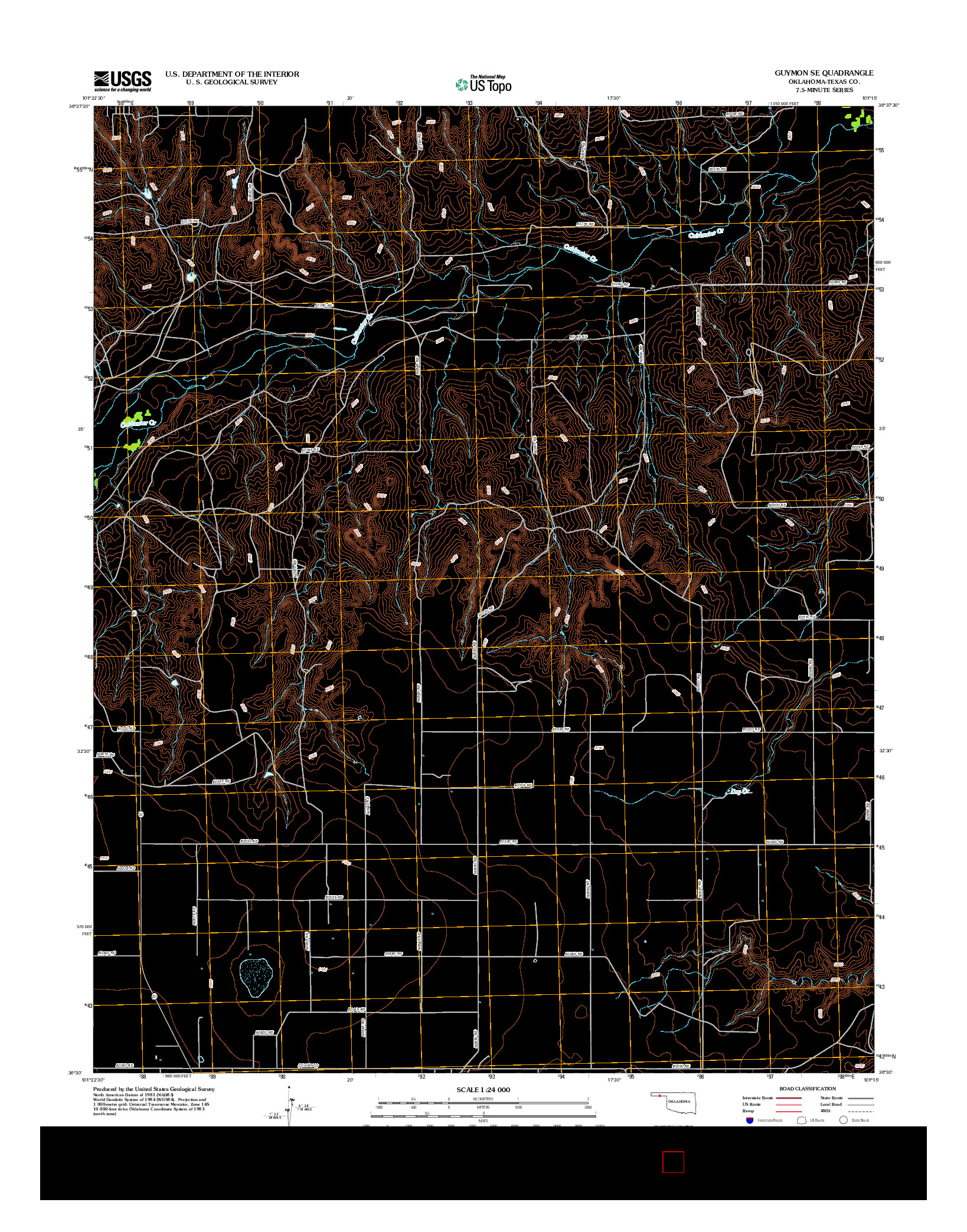 USGS US TOPO 7.5-MINUTE MAP FOR GUYMON SE, OK 2012