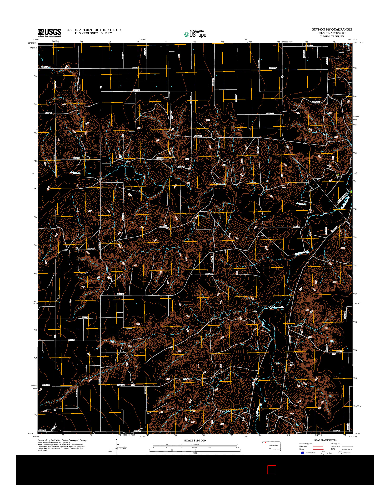 USGS US TOPO 7.5-MINUTE MAP FOR GUYMON SW, OK 2012