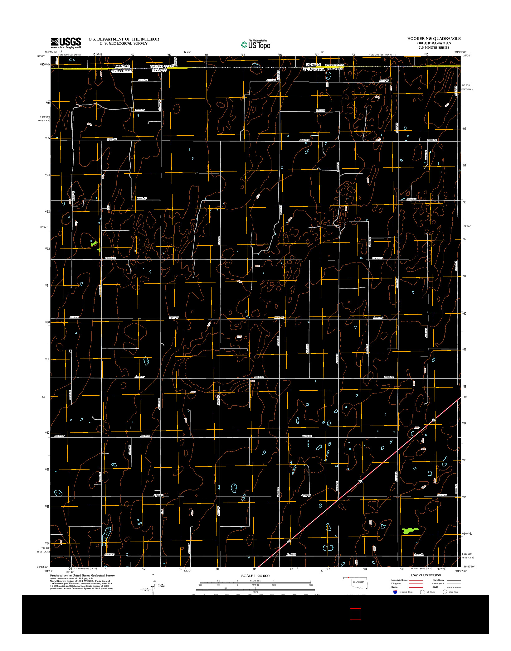 USGS US TOPO 7.5-MINUTE MAP FOR HOOKER NW, OK-KS 2012