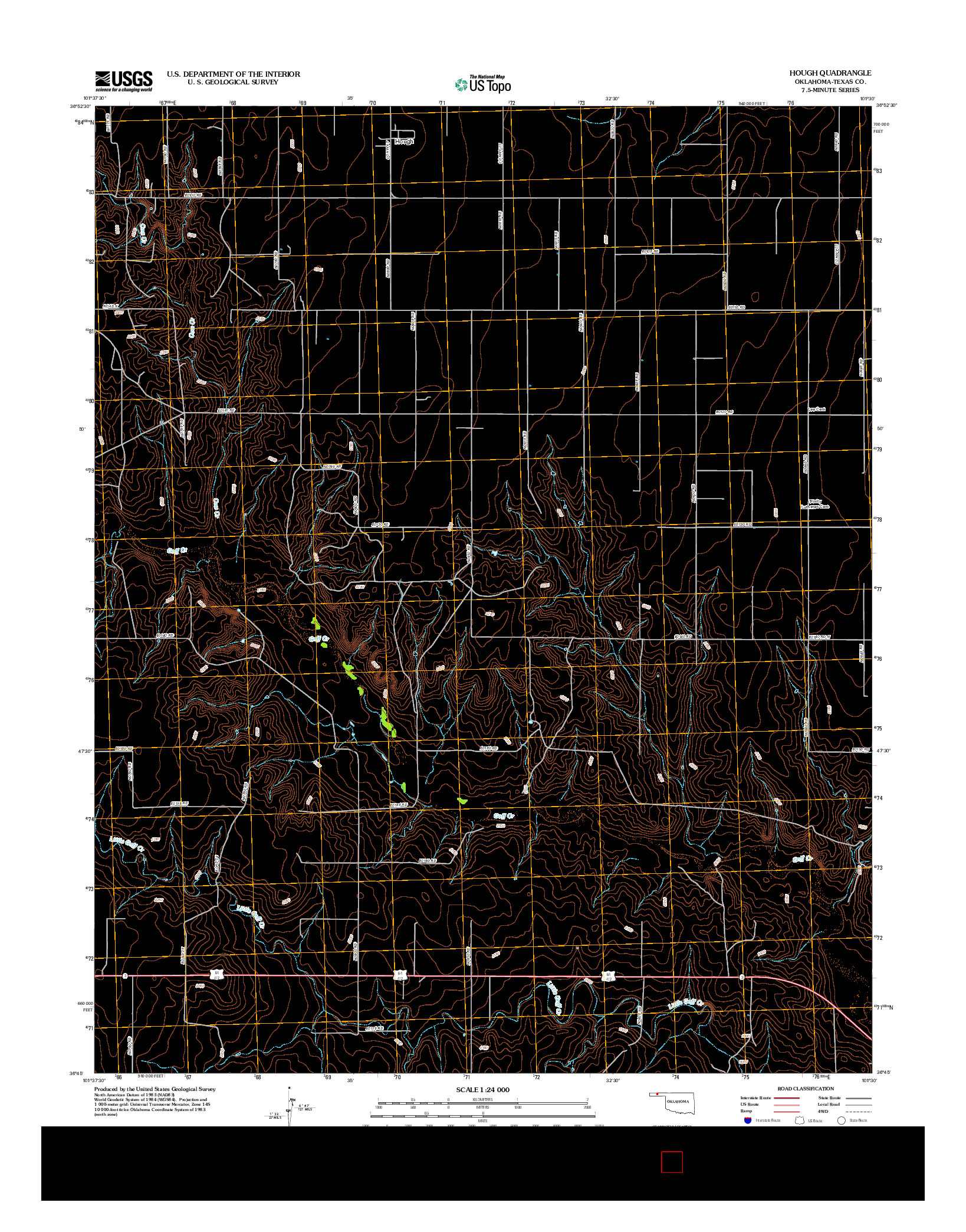 USGS US TOPO 7.5-MINUTE MAP FOR HOUGH, OK 2012