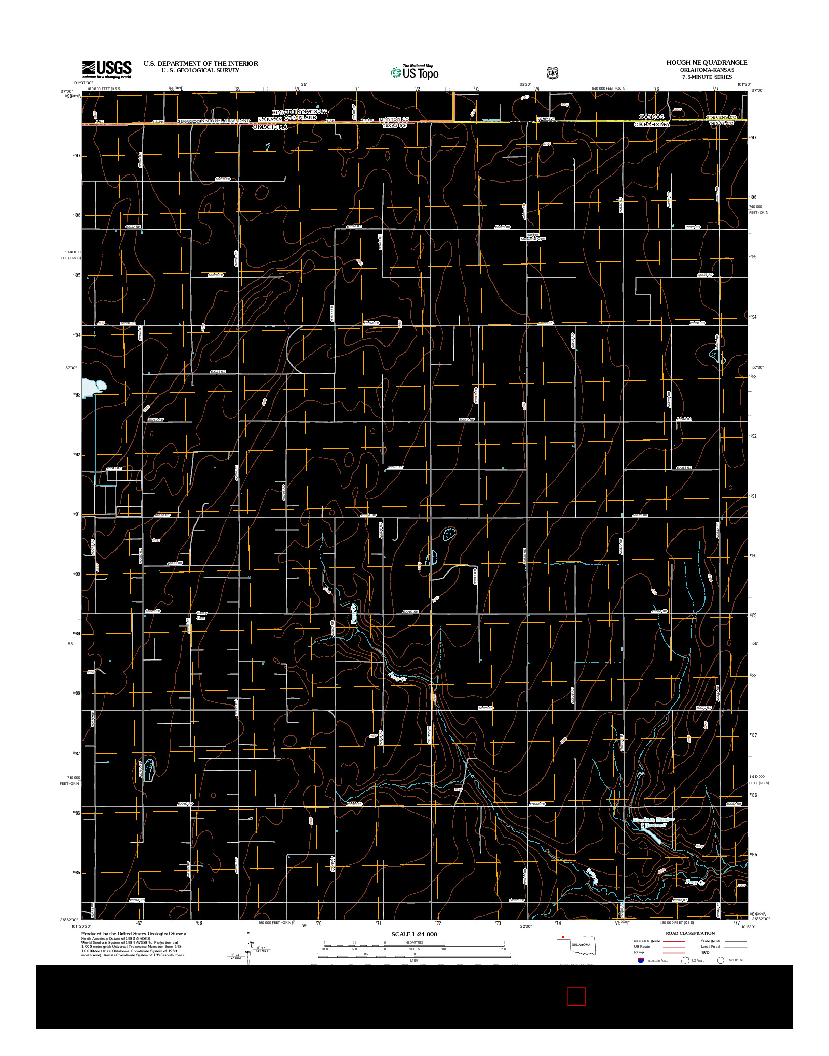 USGS US TOPO 7.5-MINUTE MAP FOR HOUGH NE, OK-KS 2012