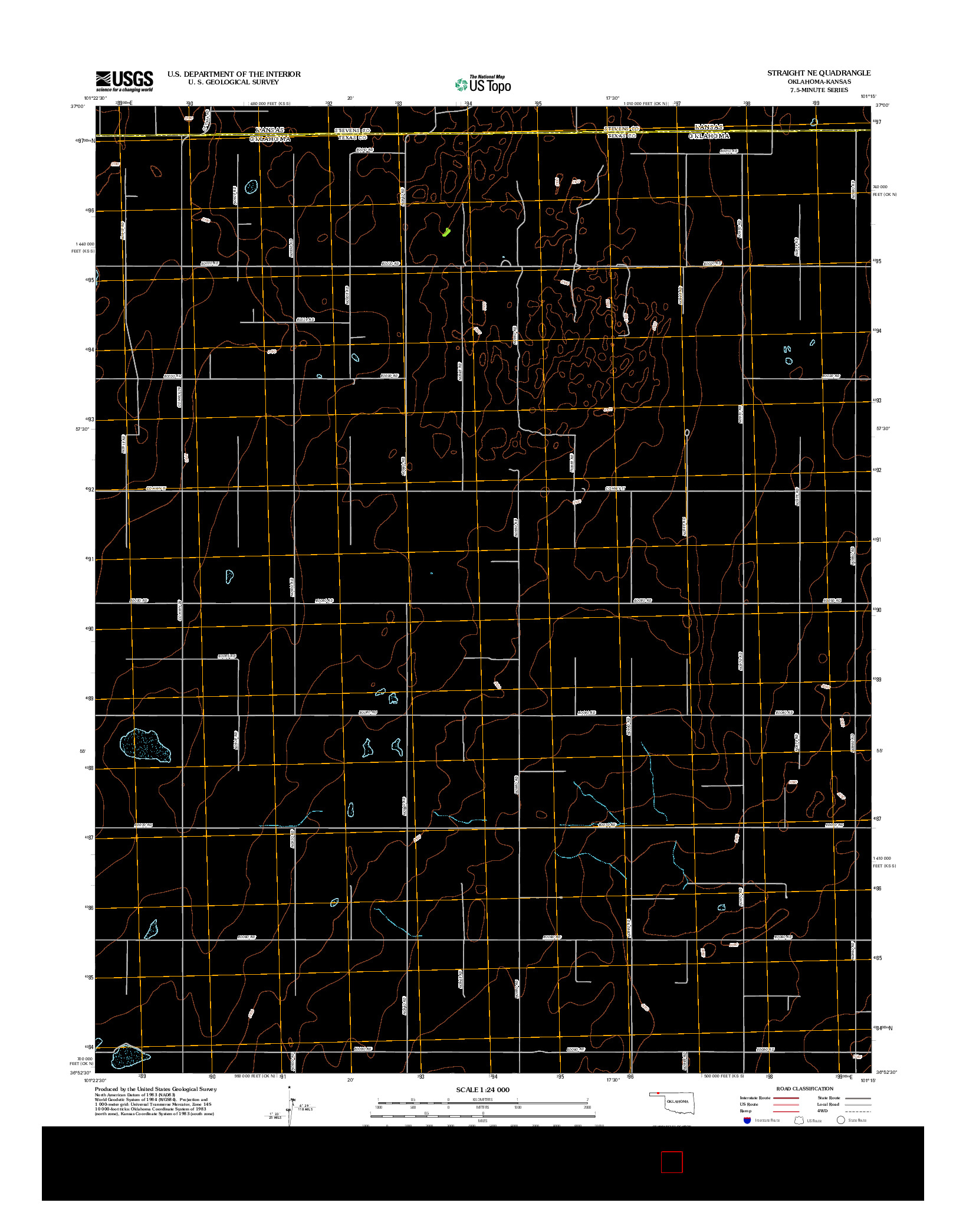 USGS US TOPO 7.5-MINUTE MAP FOR STRAIGHT NE, OK-KS 2012