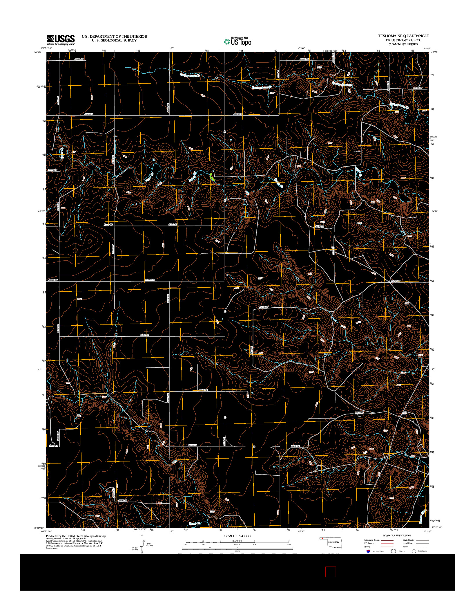 USGS US TOPO 7.5-MINUTE MAP FOR TEXHOMA NE, OK 2012