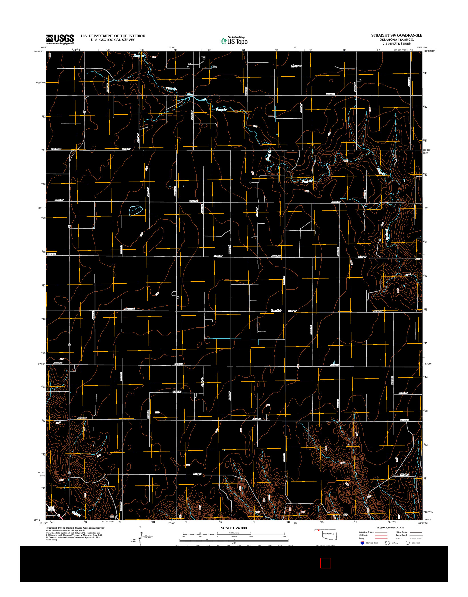 USGS US TOPO 7.5-MINUTE MAP FOR STRAIGHT SW, OK 2012