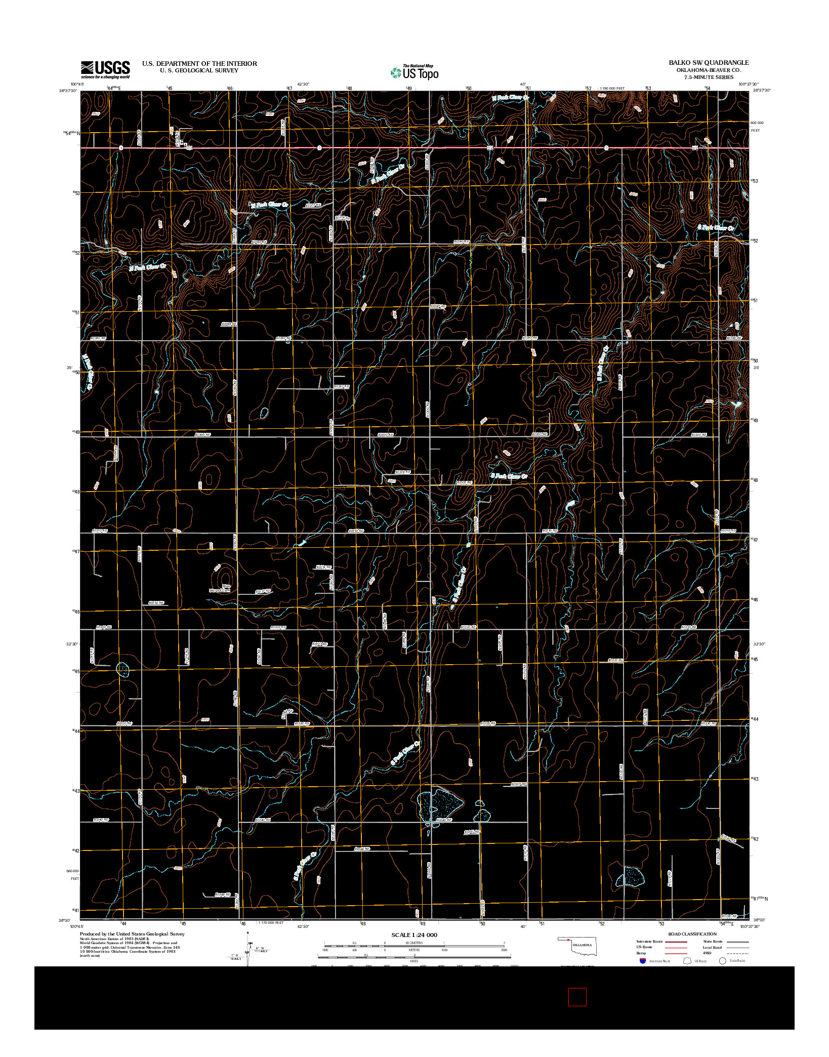 USGS US TOPO 7.5-MINUTE MAP FOR BALKO SW, OK 2012