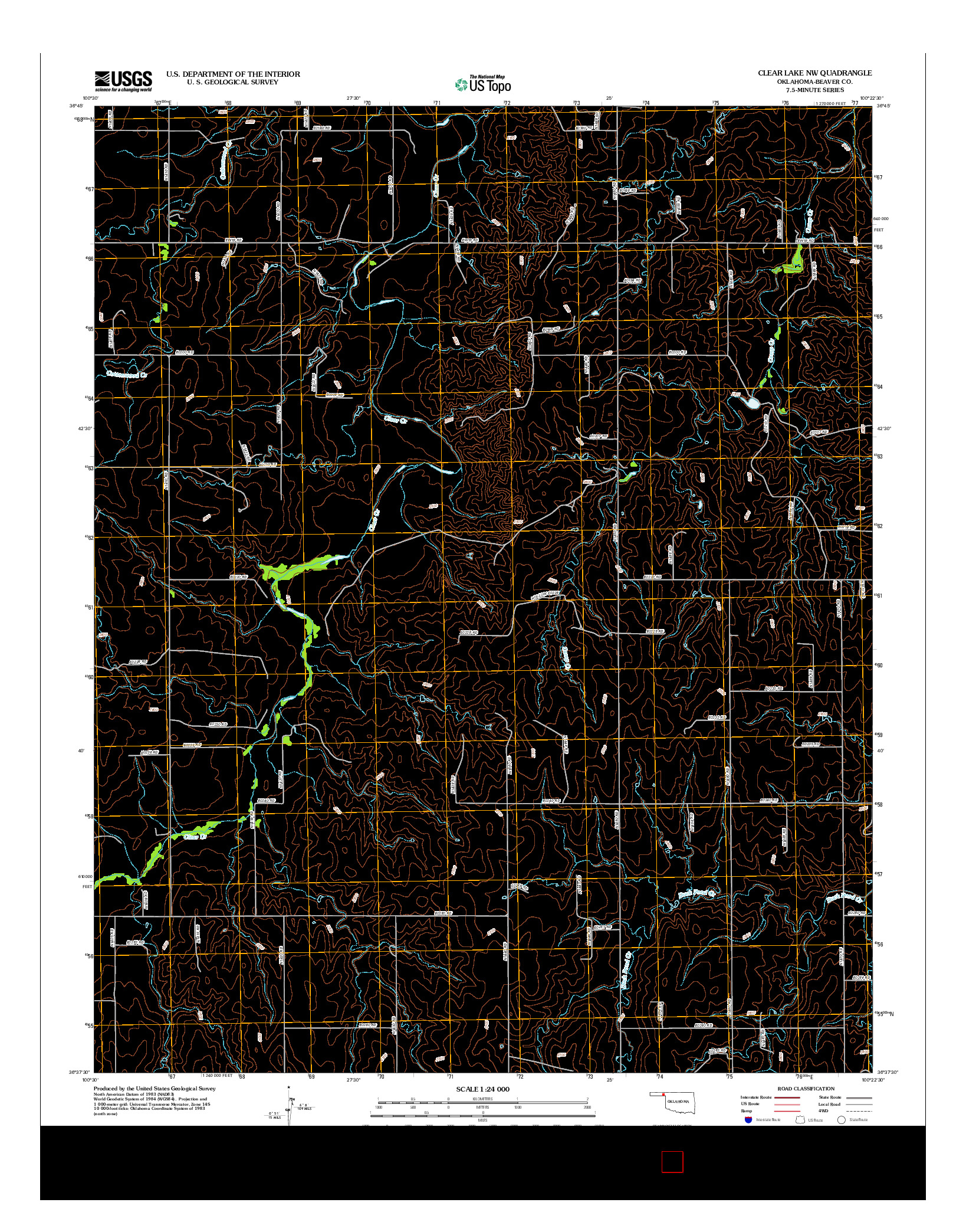 USGS US TOPO 7.5-MINUTE MAP FOR CLEAR LAKE NW, OK 2012