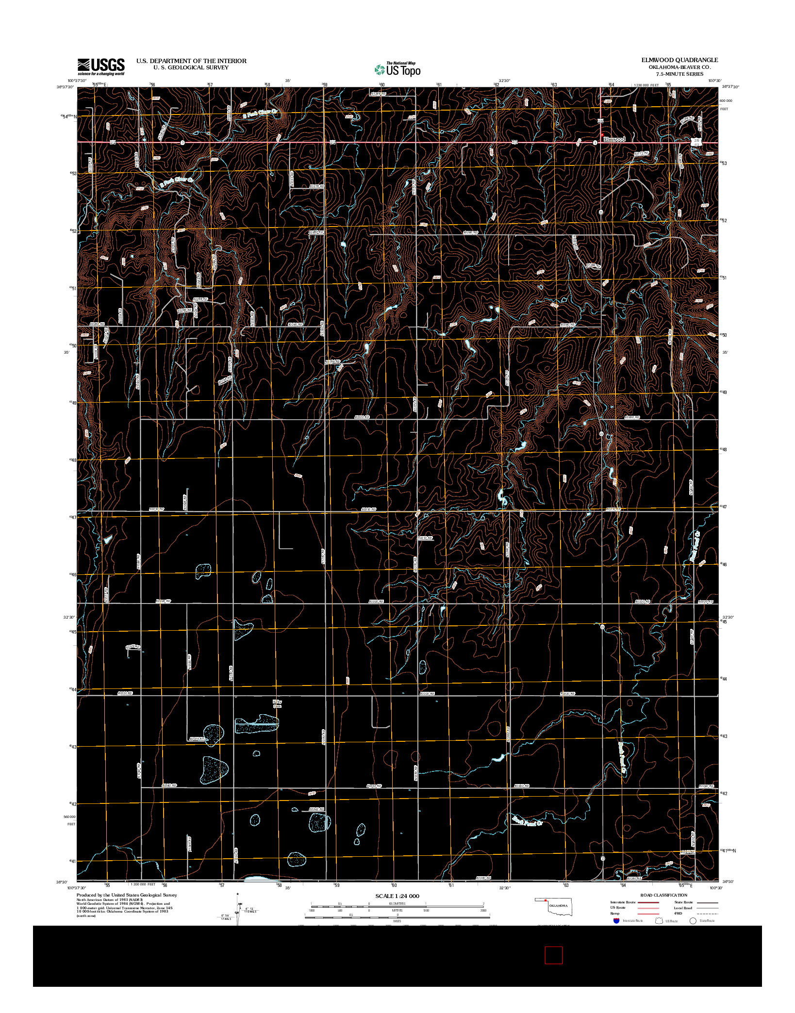 USGS US TOPO 7.5-MINUTE MAP FOR ELMWOOD, OK 2012