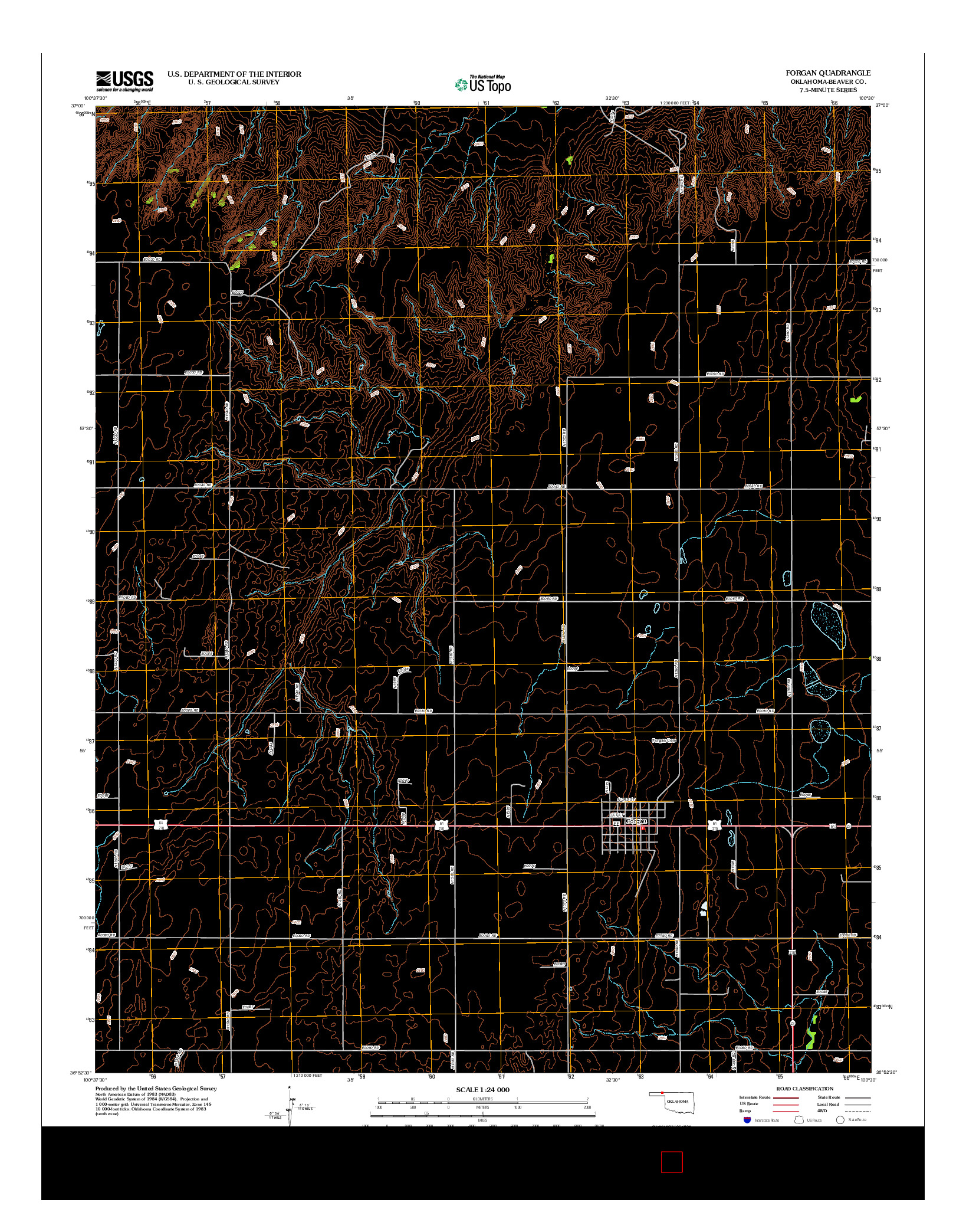 USGS US TOPO 7.5-MINUTE MAP FOR FORGAN, OK 2012