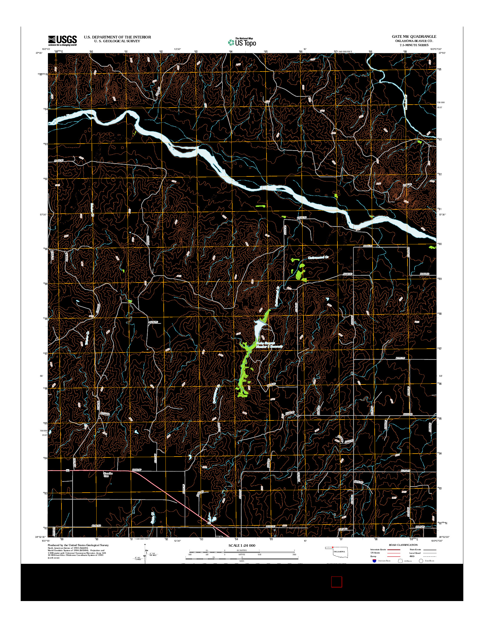 USGS US TOPO 7.5-MINUTE MAP FOR GATE NW, OK 2012