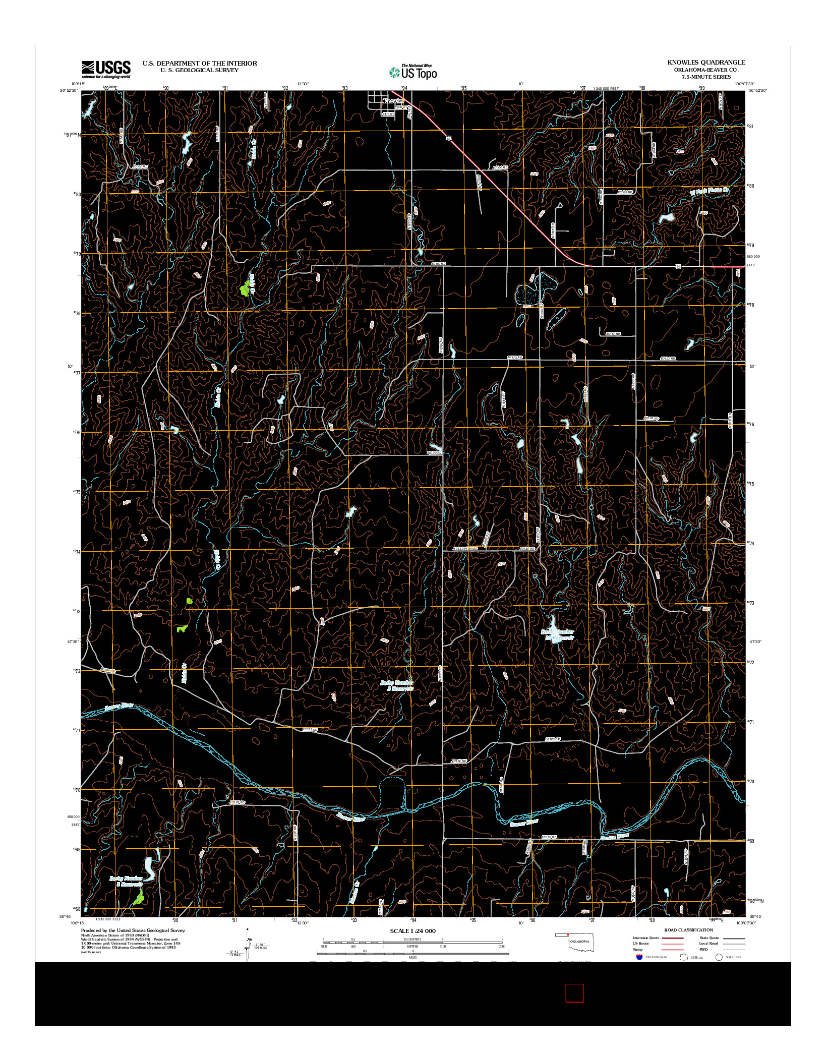USGS US TOPO 7.5-MINUTE MAP FOR KNOWLES, OK 2012