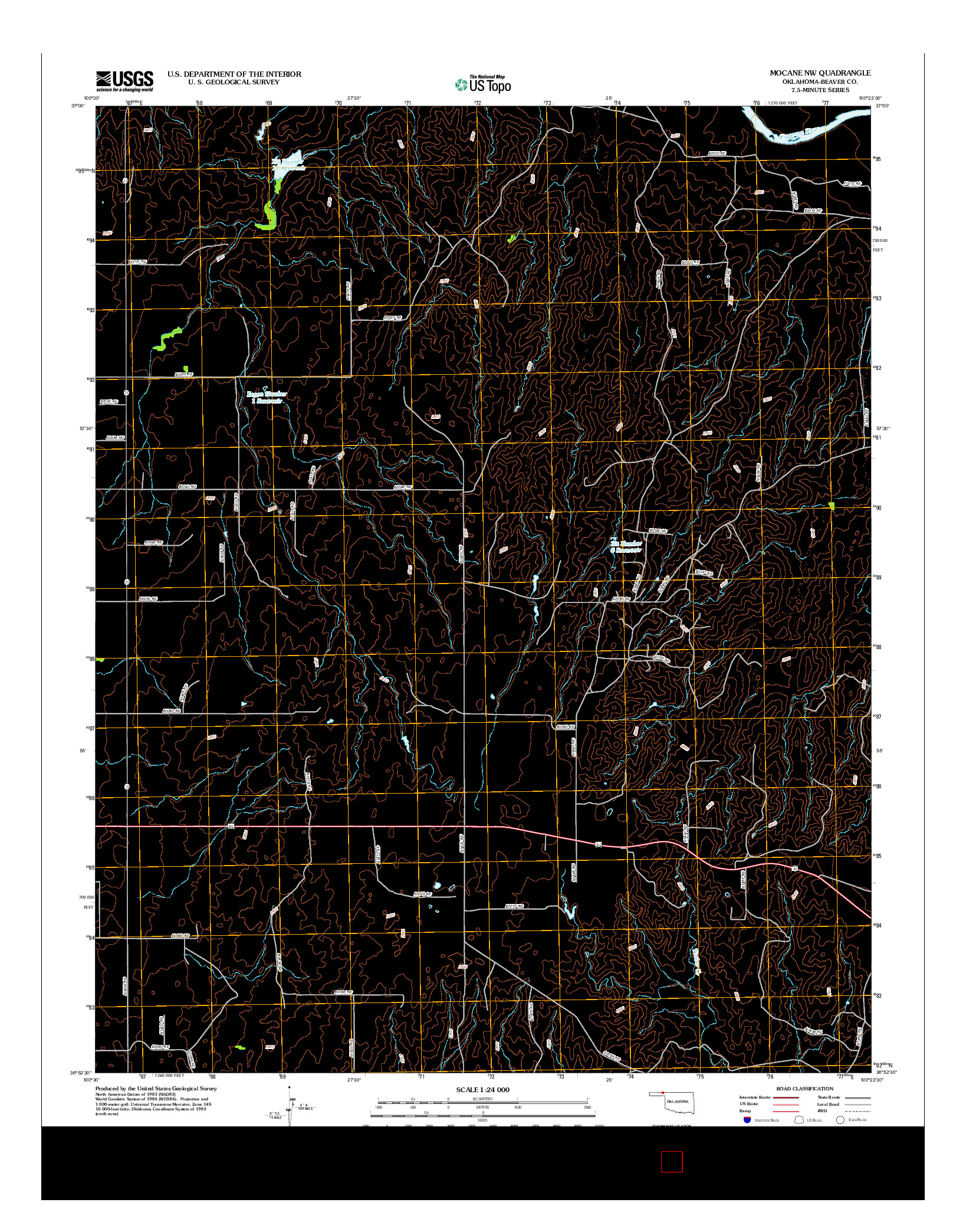 USGS US TOPO 7.5-MINUTE MAP FOR MOCANE NW, OK 2012