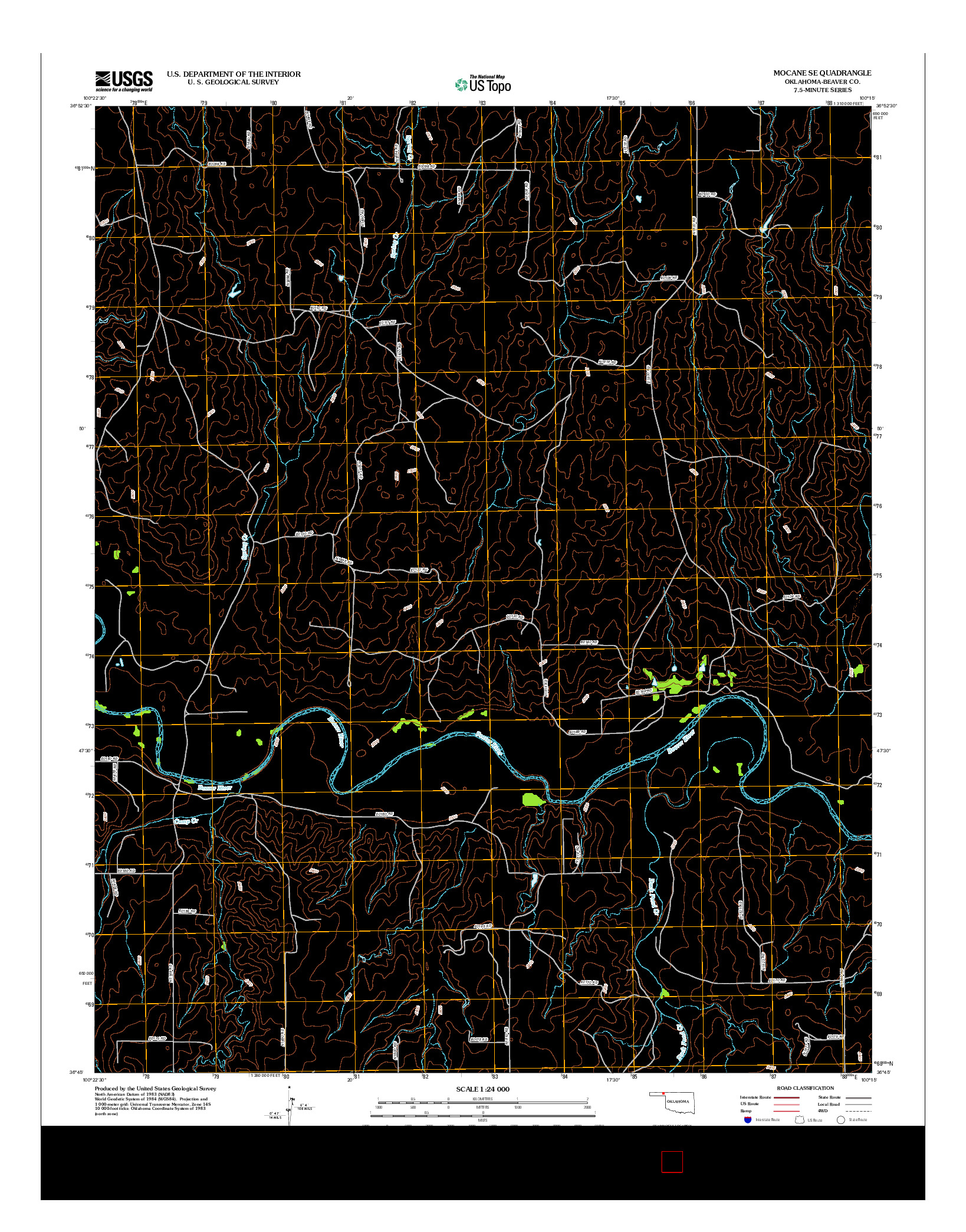 USGS US TOPO 7.5-MINUTE MAP FOR MOCANE SE, OK 2012