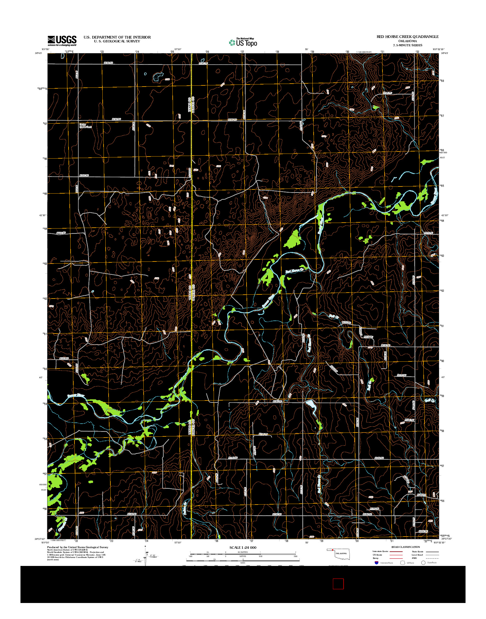 USGS US TOPO 7.5-MINUTE MAP FOR RED HORSE CREEK, OK 2012