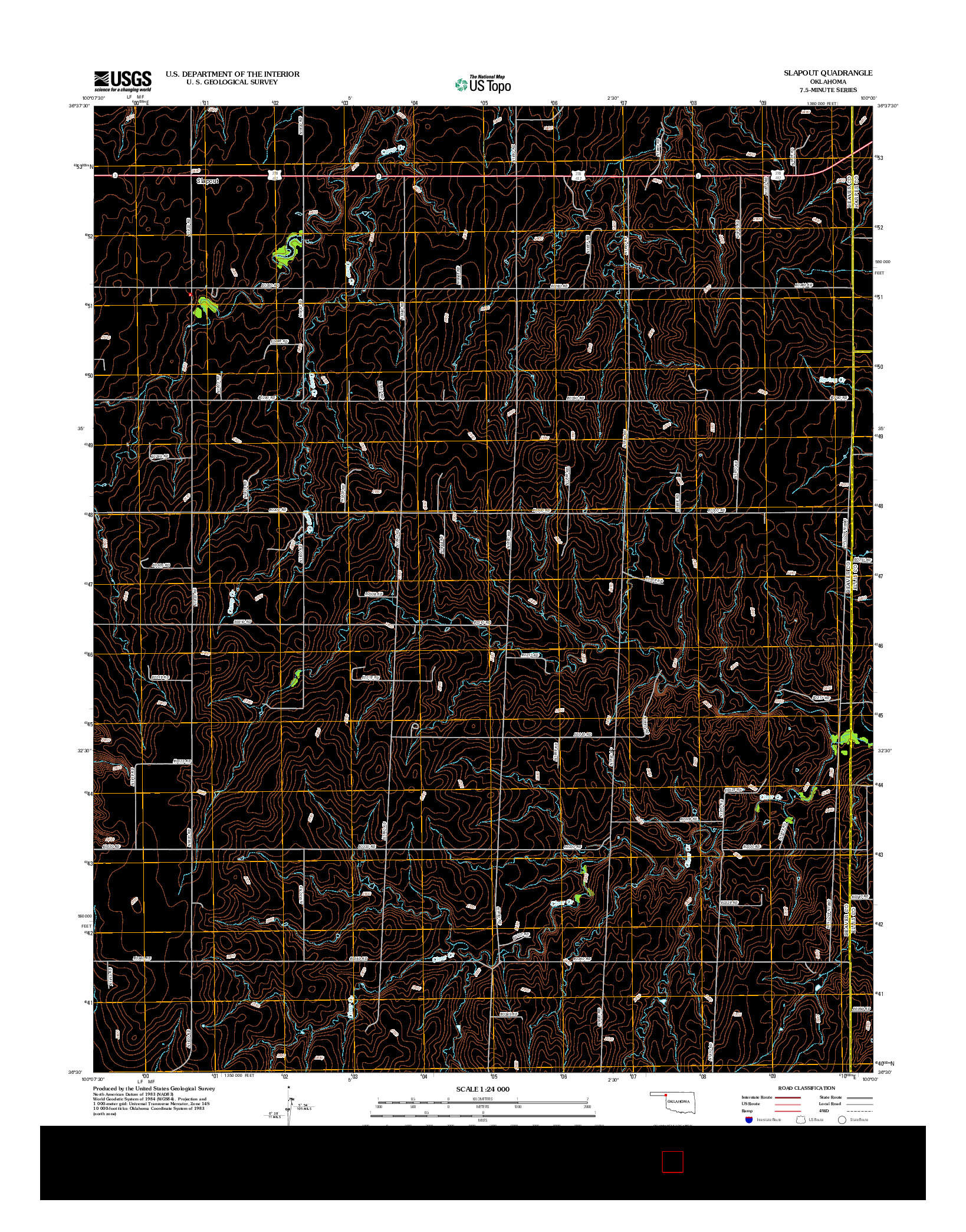 USGS US TOPO 7.5-MINUTE MAP FOR SLAPOUT, OK 2012